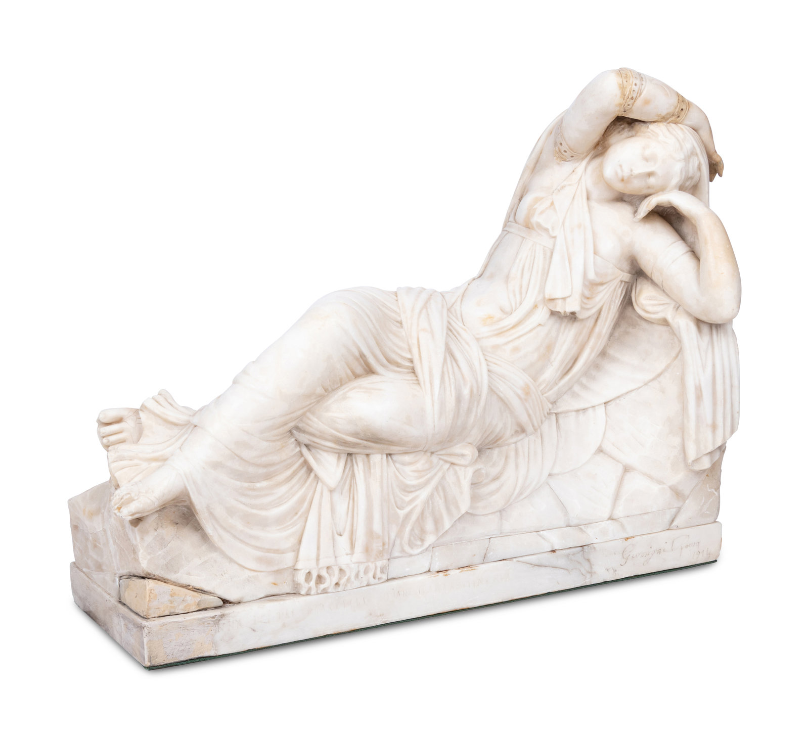 Appraisal: After Libero Gremigni Italian th Century Reclining Woman carved alabaster