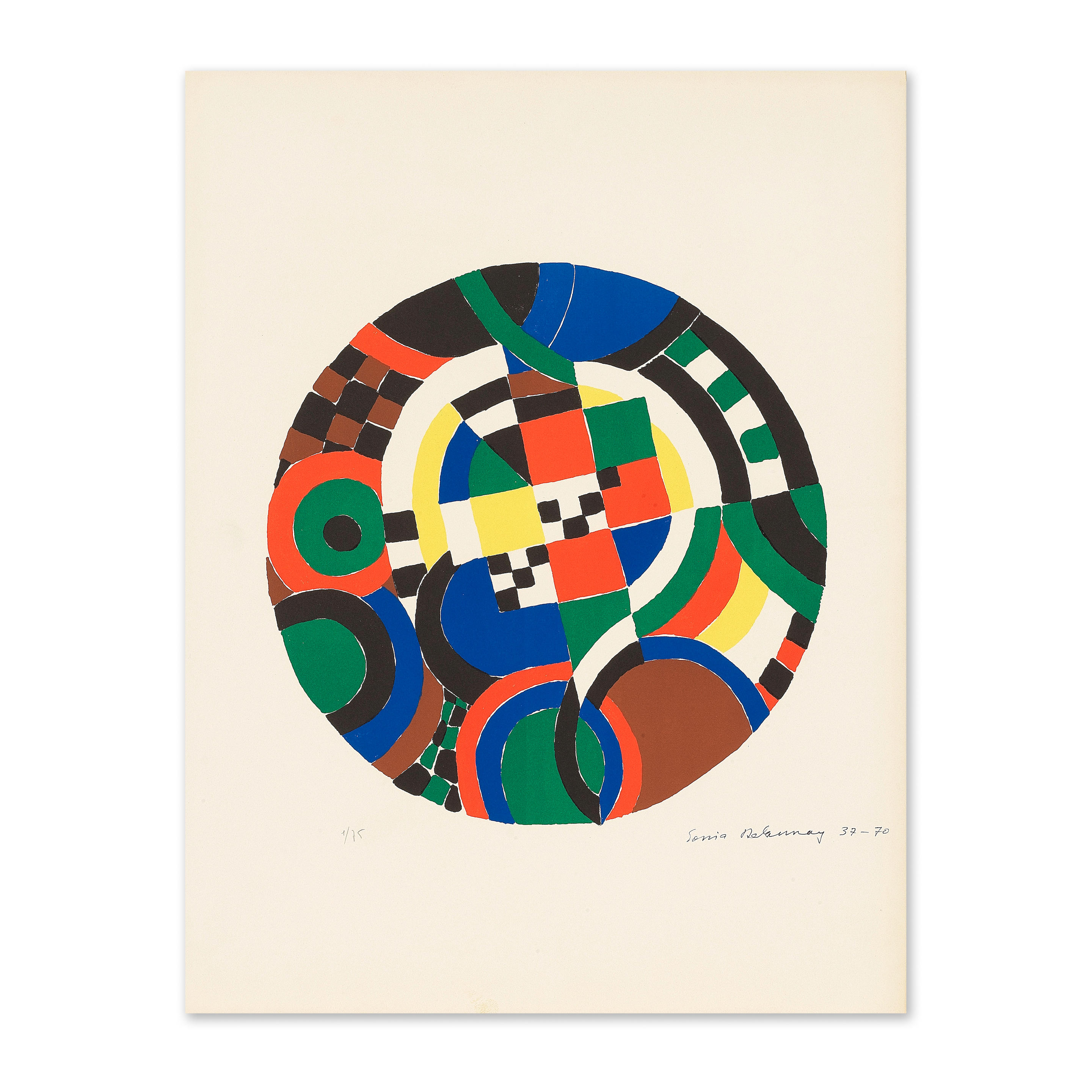 Appraisal: SONIA DELAUNAY - Ronde projet de tapis Lithographie en couleurs