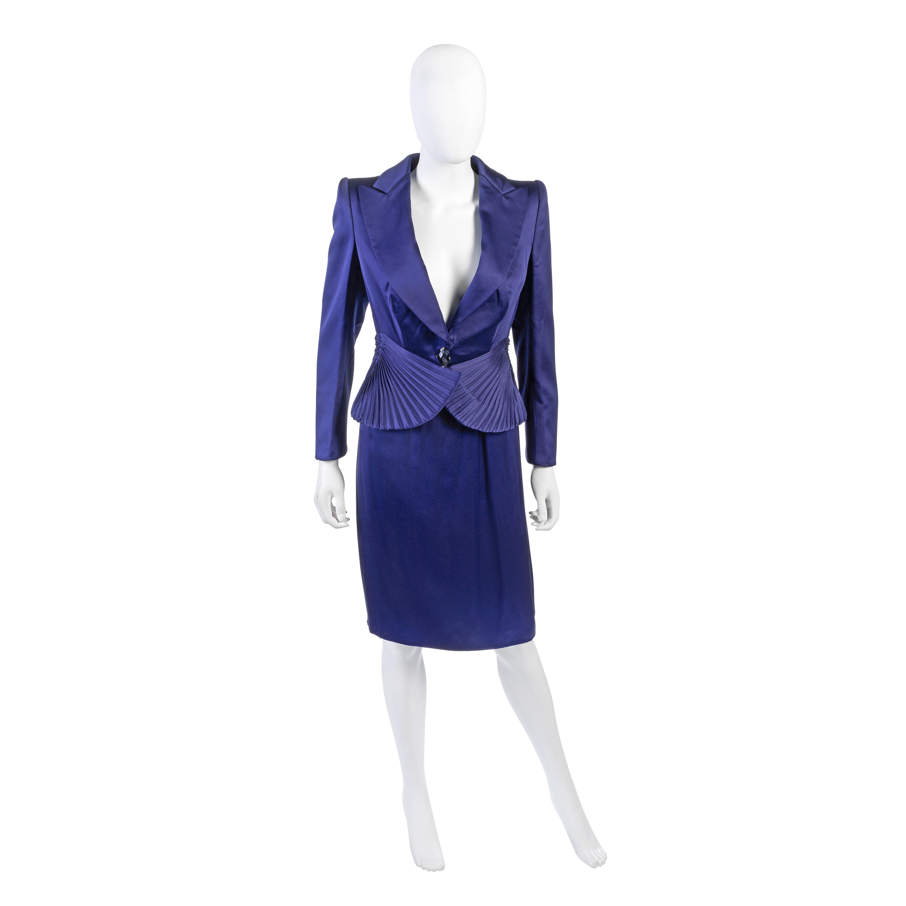 Appraisal: GIORGIO ARMANI PRIVE A BLUE SILK JACKET AND SKIRT The