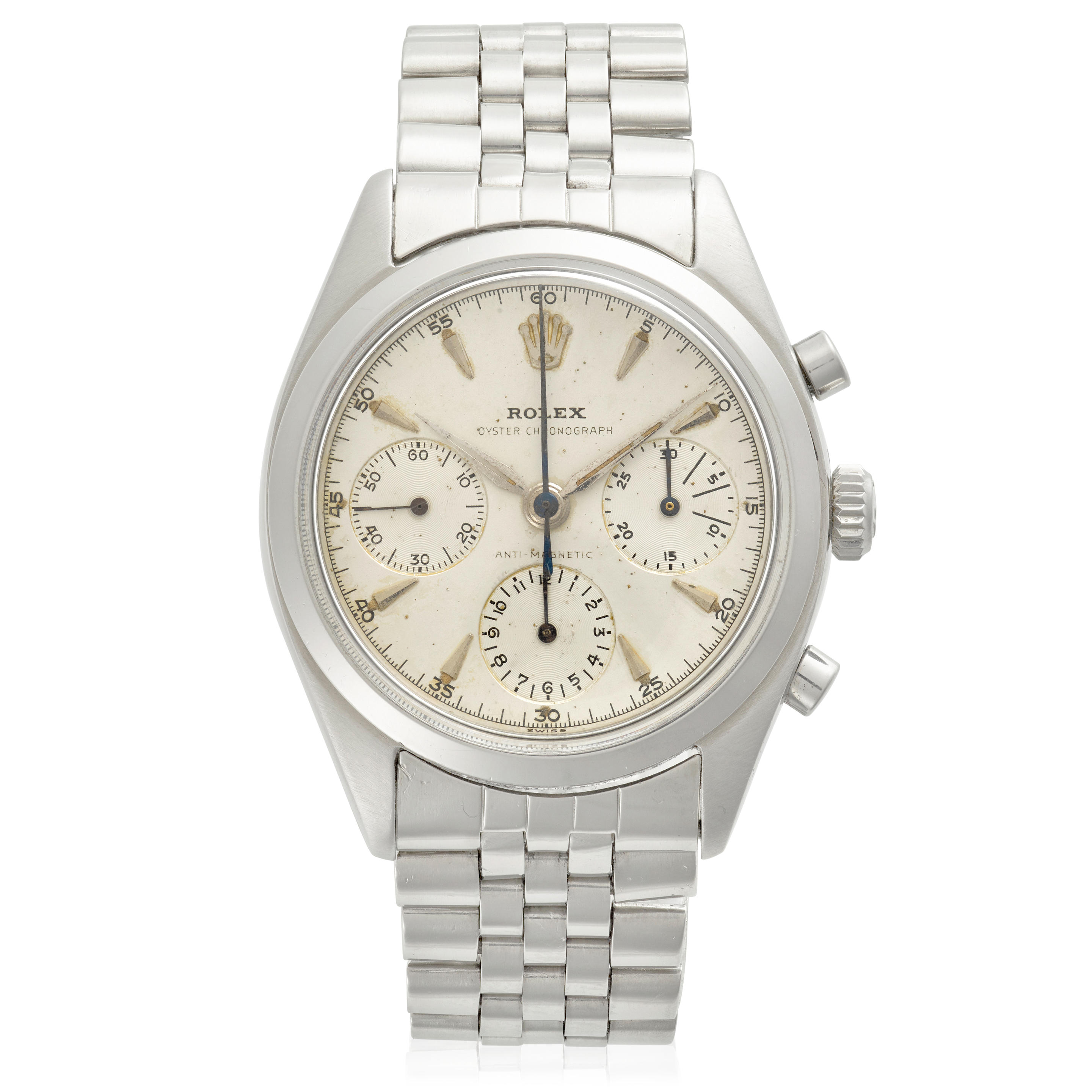 Appraisal: ROLEX A RARE STAINLESS-STEEL MANUAL WIND CHRONOGRAPH BRACELET WATCH Model