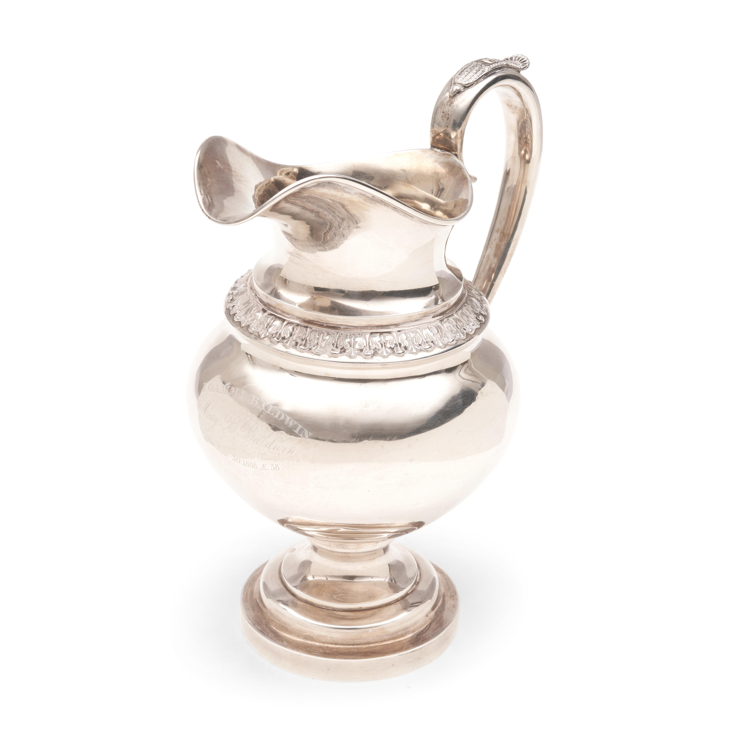 Appraisal: AMERICAN SILVER COMMEMORATIVE WATER PITCHER retailed by Jones Lows Ball