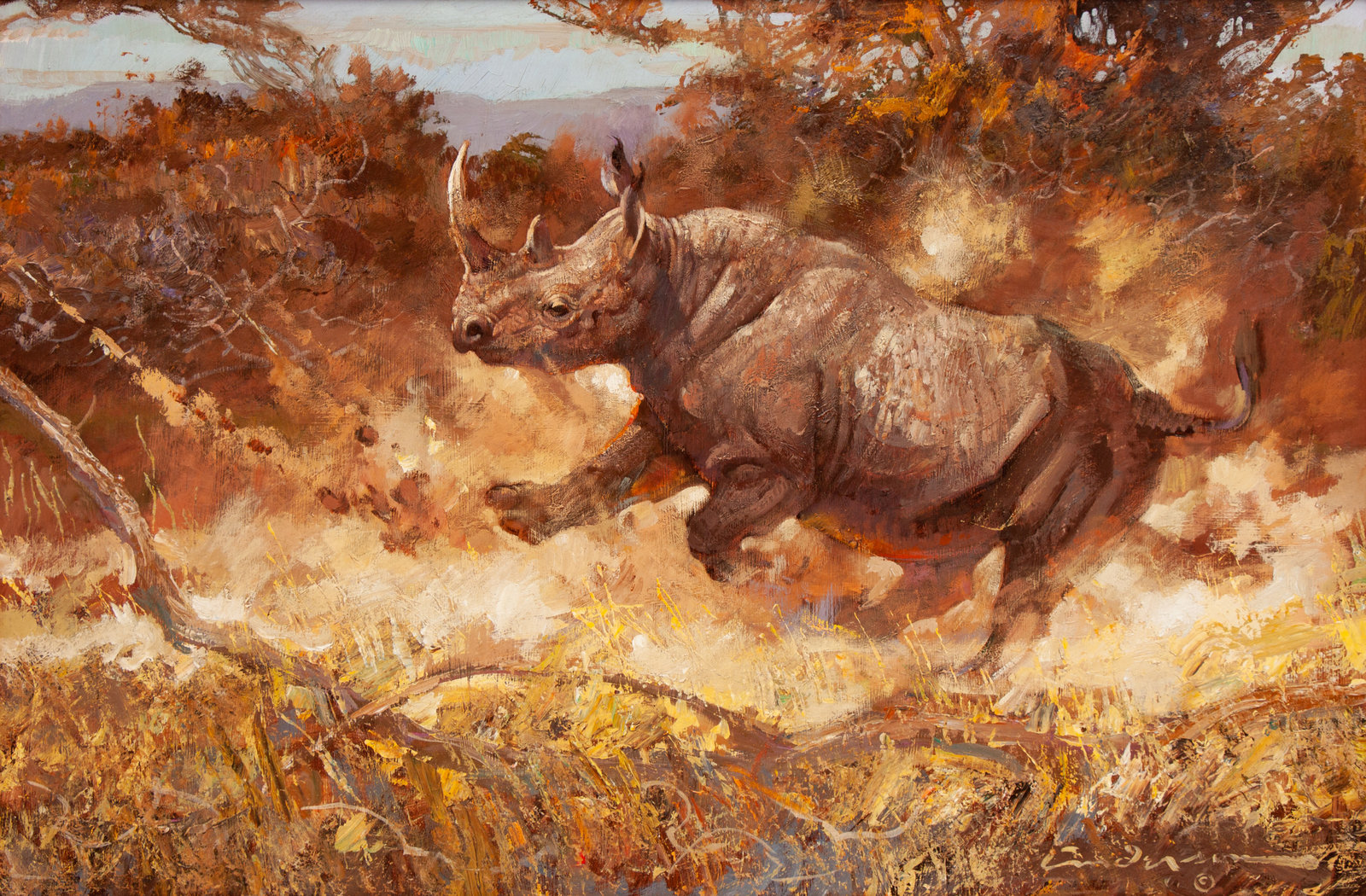 Appraisal: Dennis P Anderson American - Rhino oil on board signed