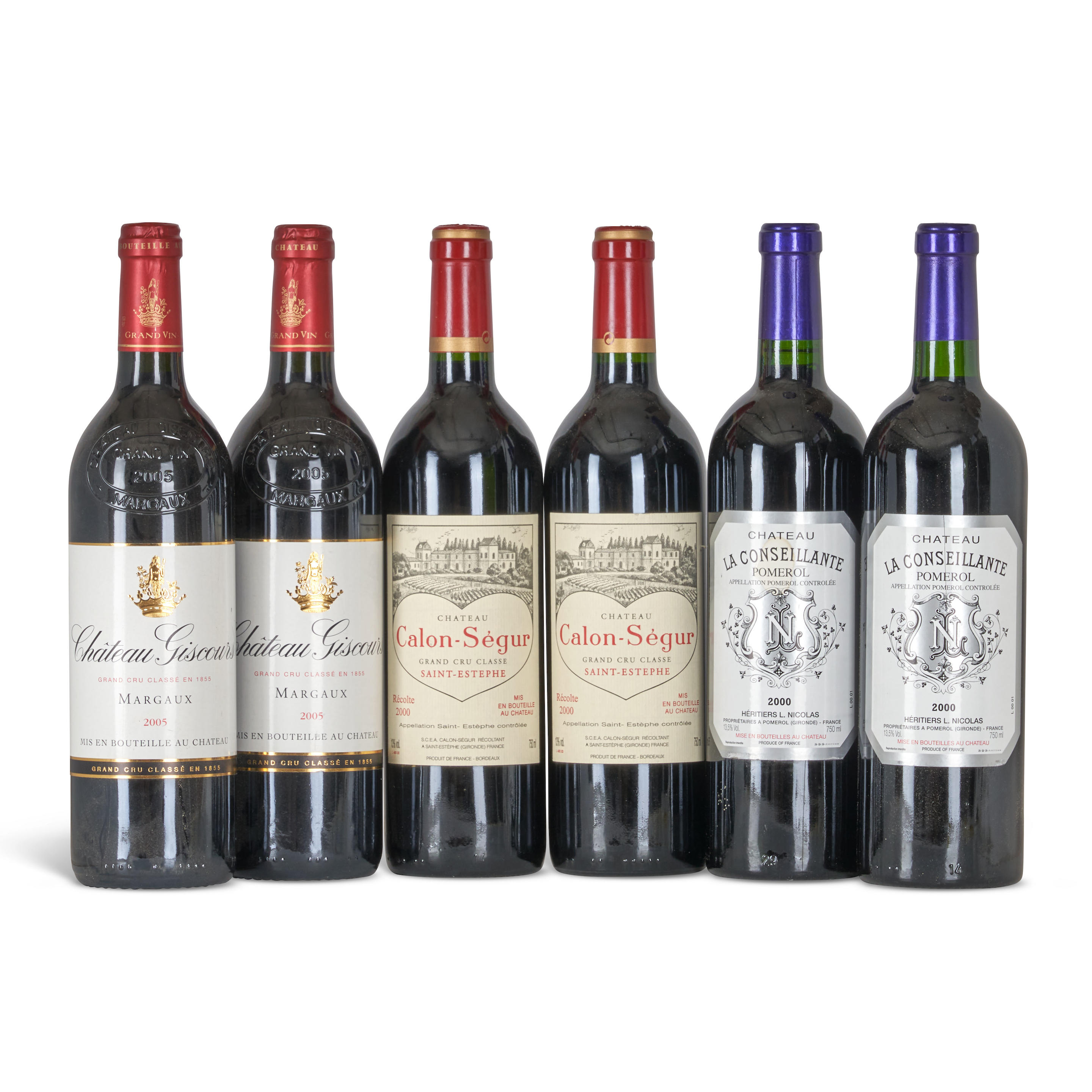 Appraisal: MIXED BORDEAUX BOTTLES Mixed Bordeaux Bordeaux Chateau Calon Segur Saint-Estephe