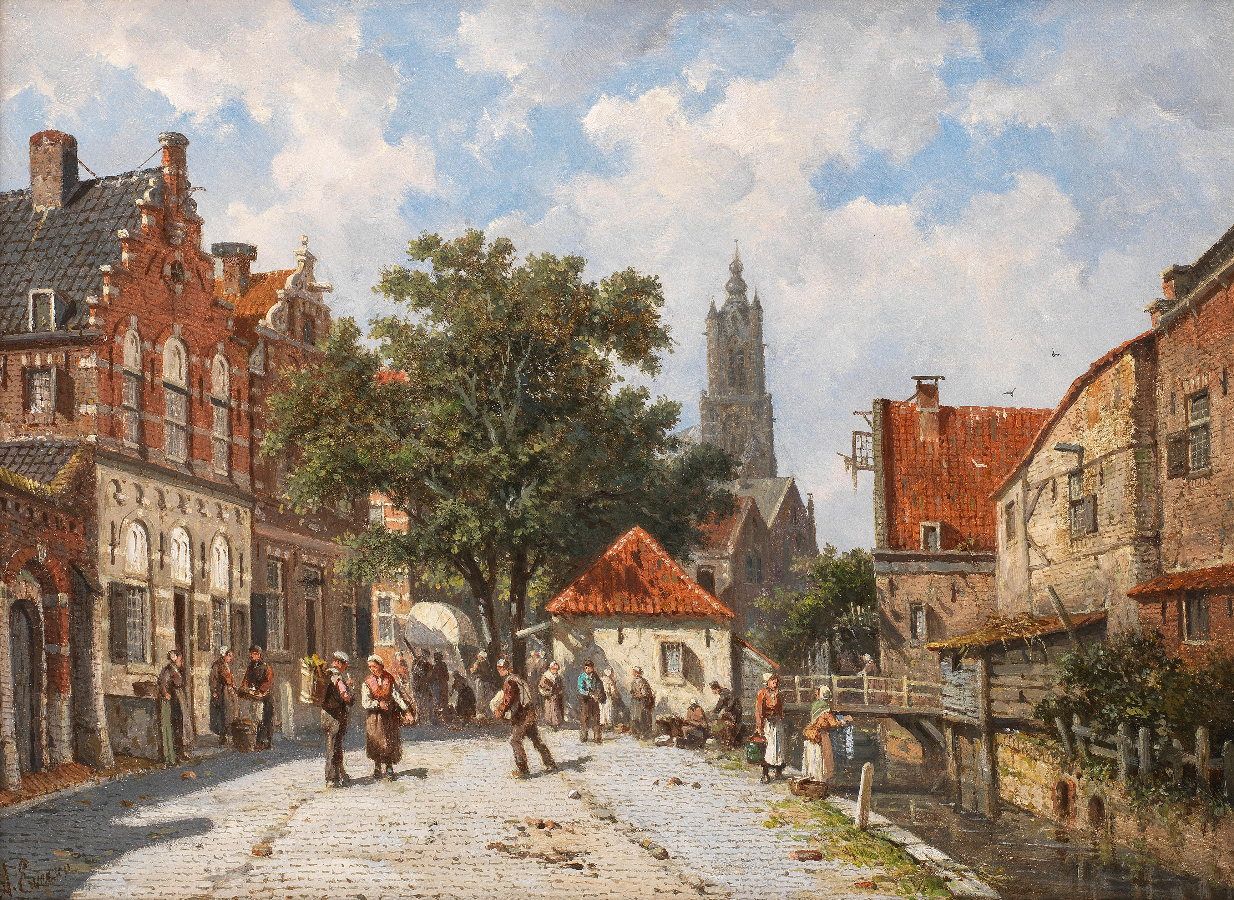 Appraisal: ADRIANUS EVERSEN DUTCH - A Dutch street scene signed 'A