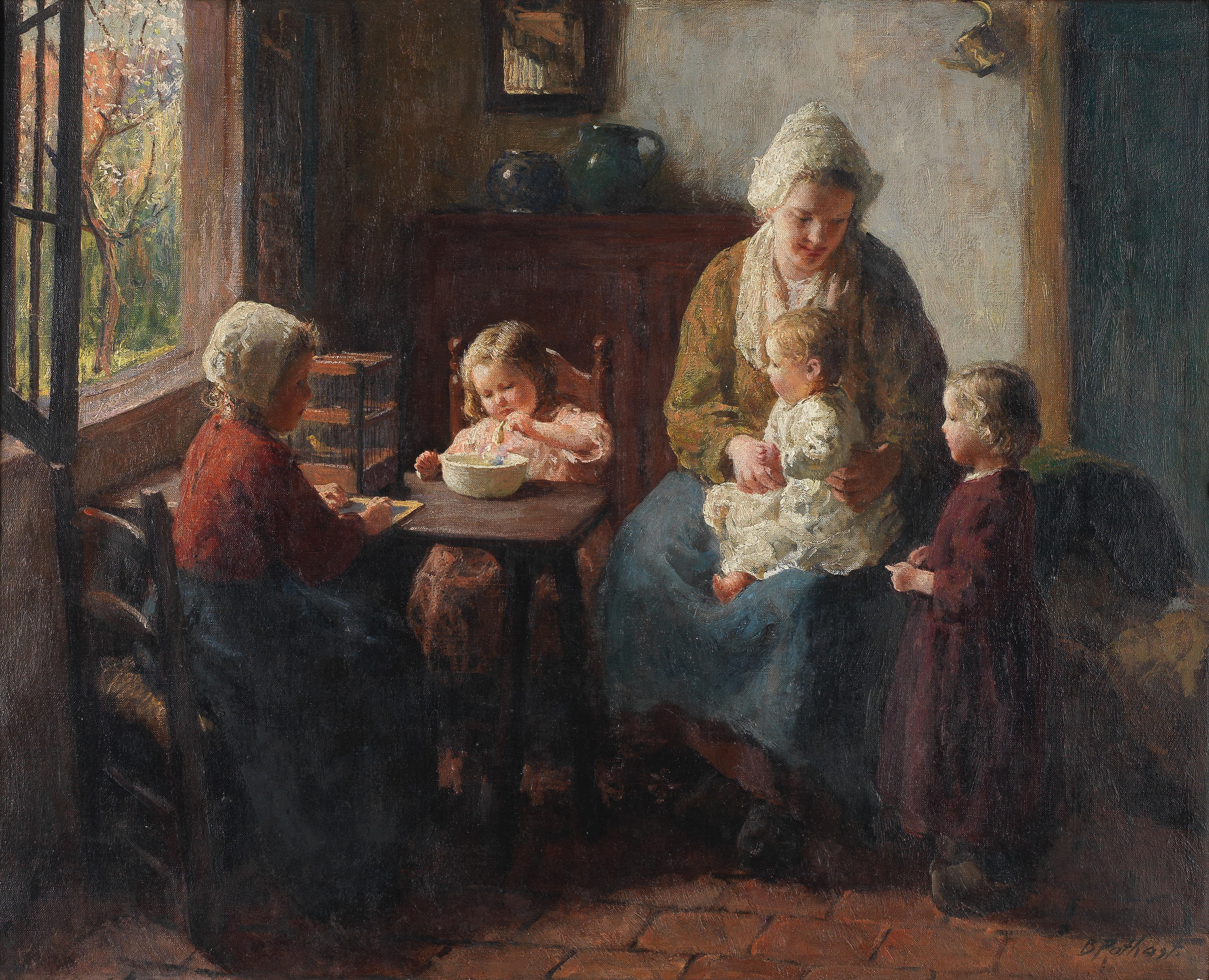 Appraisal: BERNARD POTHAST DUTCH - Interior with a young family group