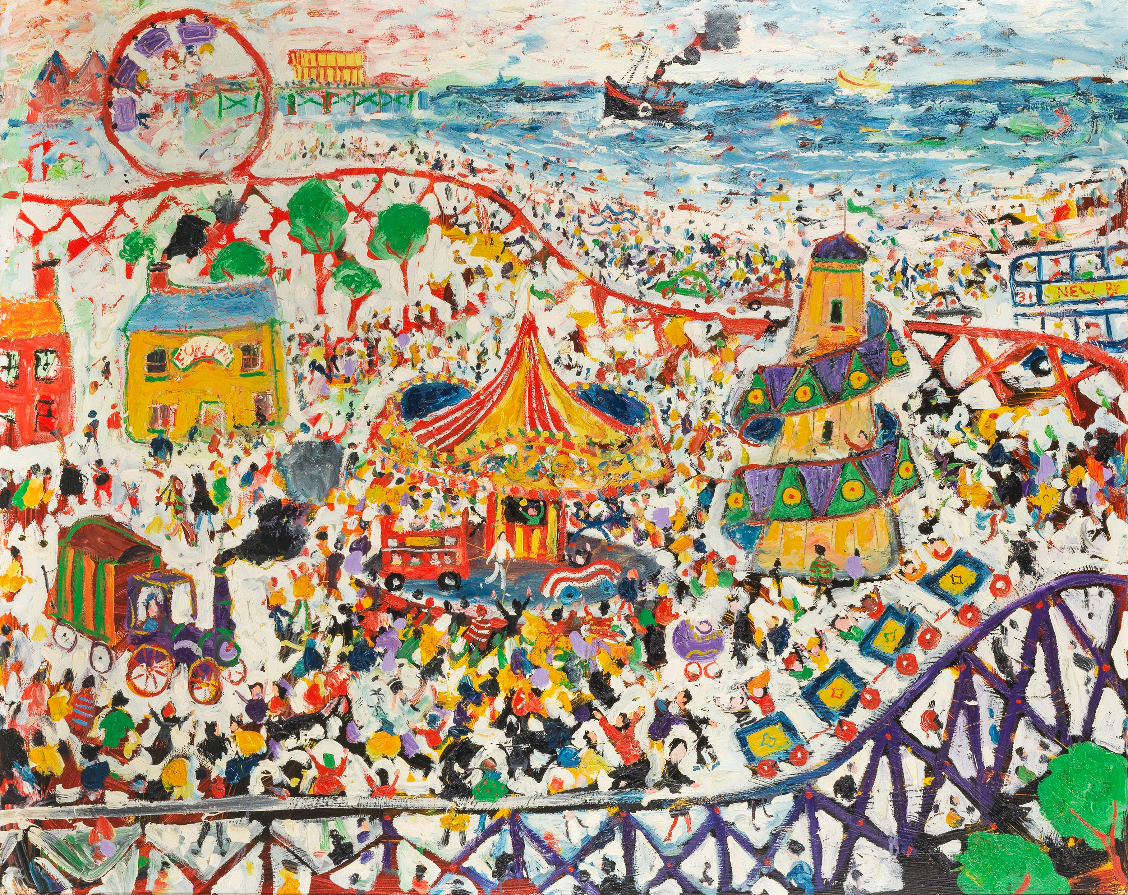 Appraisal: SIMEON STAFFORD BRITISH BORN Fairground oil on canvas x cm