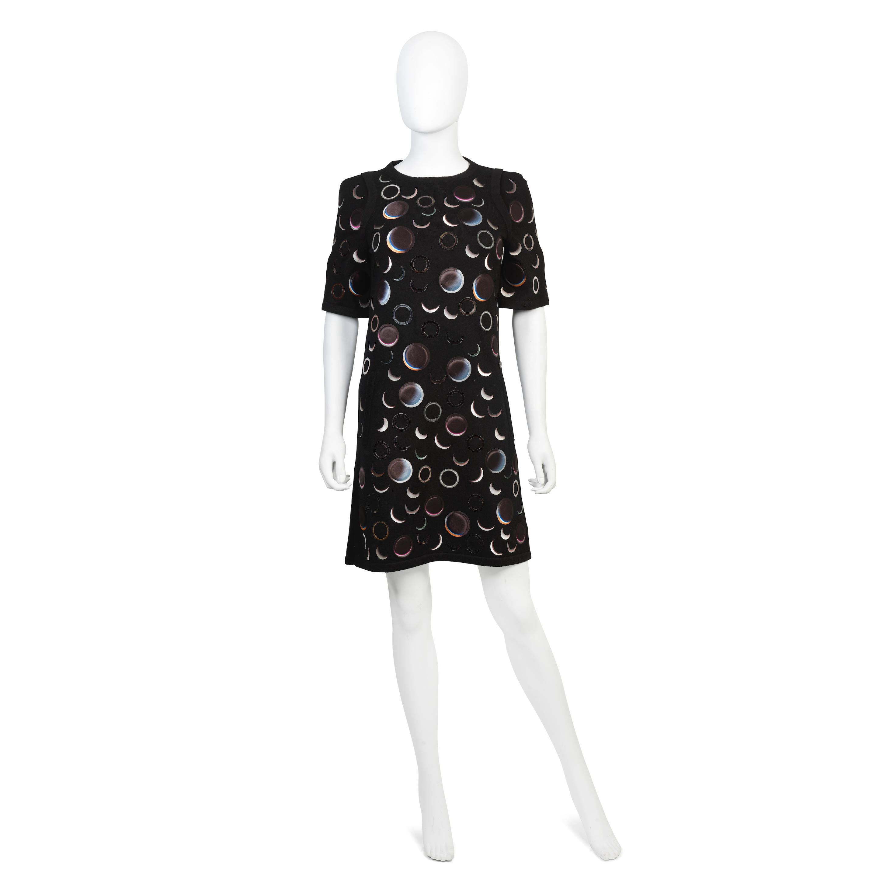 Appraisal: KARL LAGERFELD FOR CHANEL A BLACK CASHMERE 'MOON' DRESS Autumn