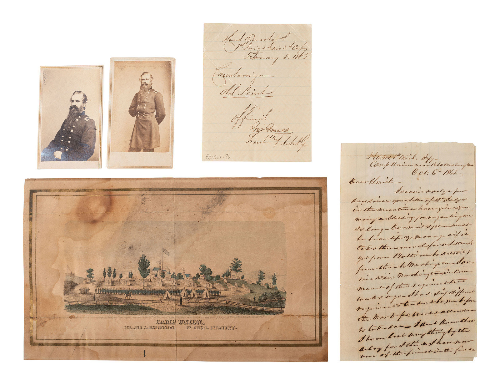 Appraisal: CIVIL WAR Extensive collection of photographs correspondence ribbons and medals