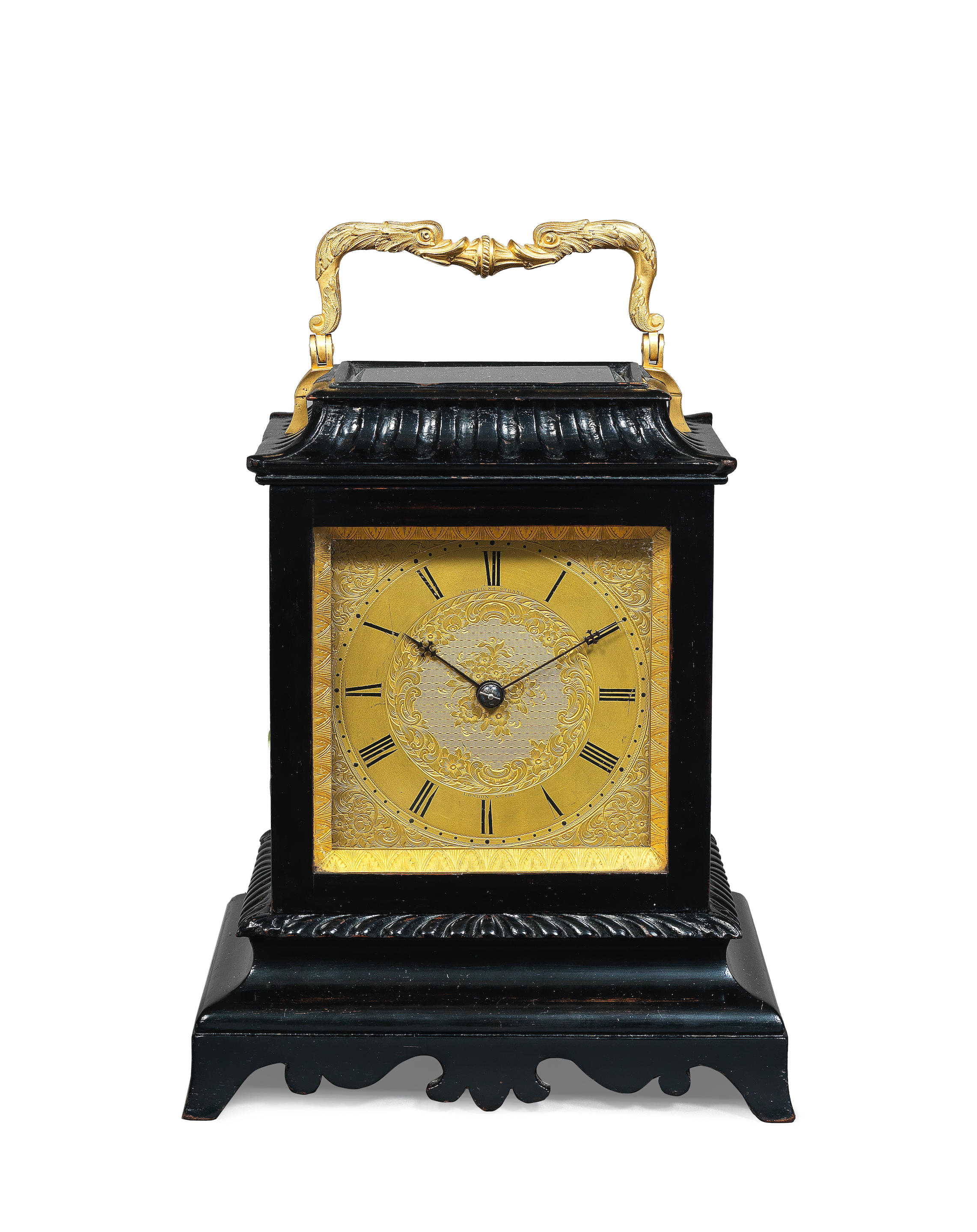 Appraisal: A GOOD MID- TH CENTURY EBONISED TRAVEL CLOCK WITH TRIP