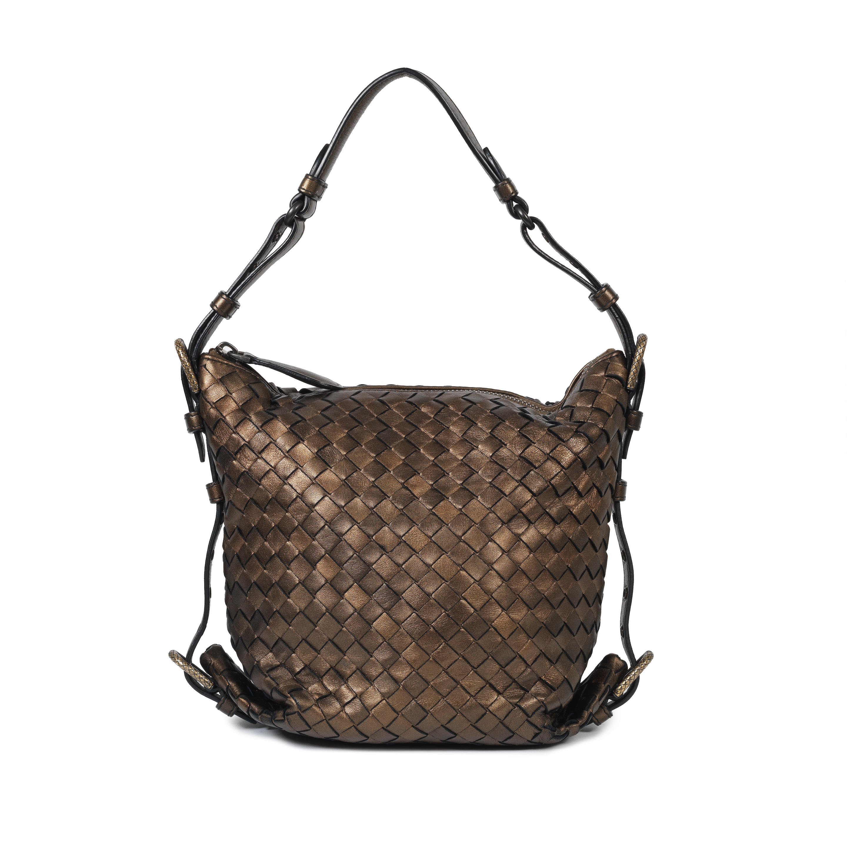 Appraisal: BOTTEGA VENETA A METALLIC BRONZE INTRECCIATO ORO SCURO SHOULDER BAG