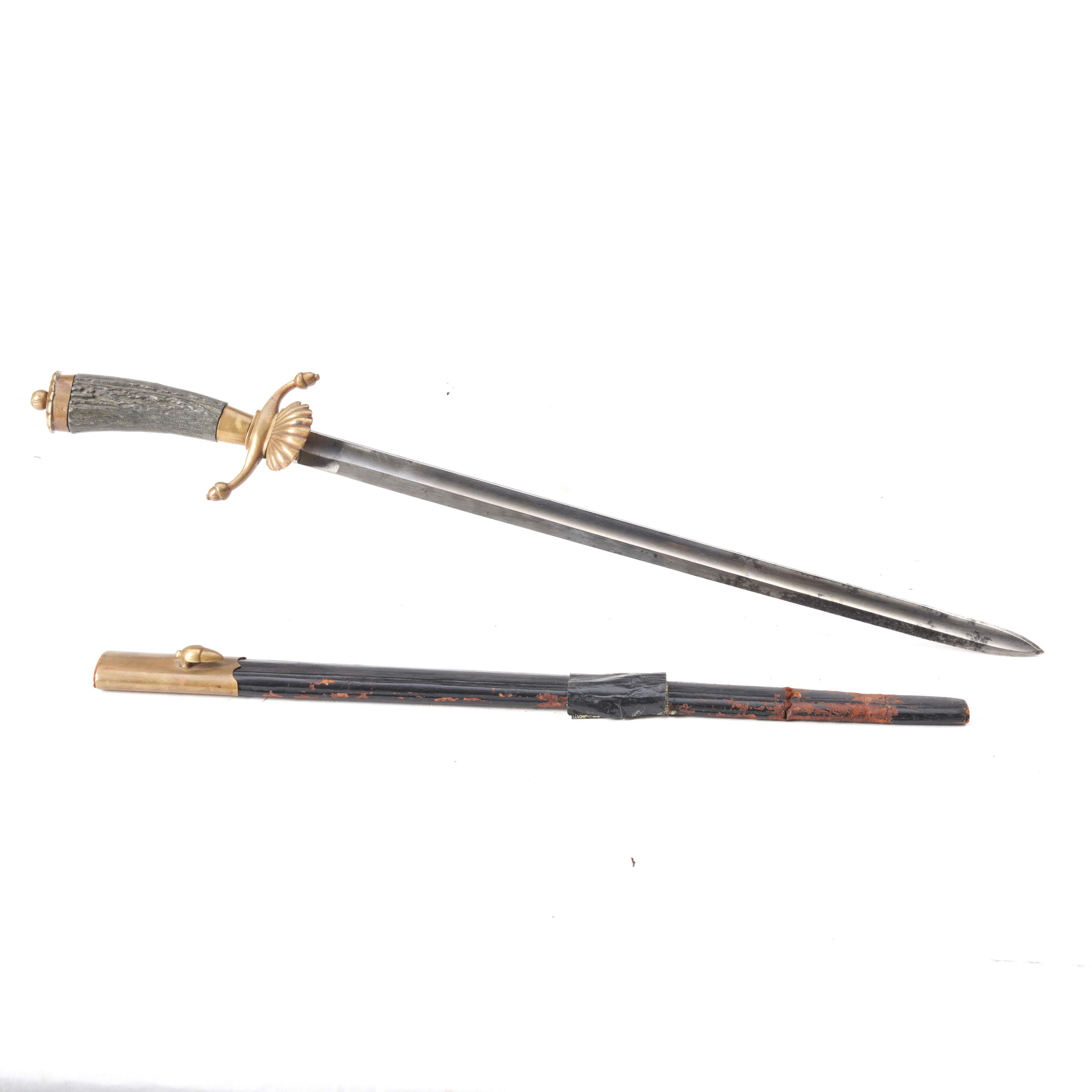 Appraisal: HANGER HUNTING SWORD AND SCABBARD C ROBY WEST CHELMSFORD MASSACHUSETTS