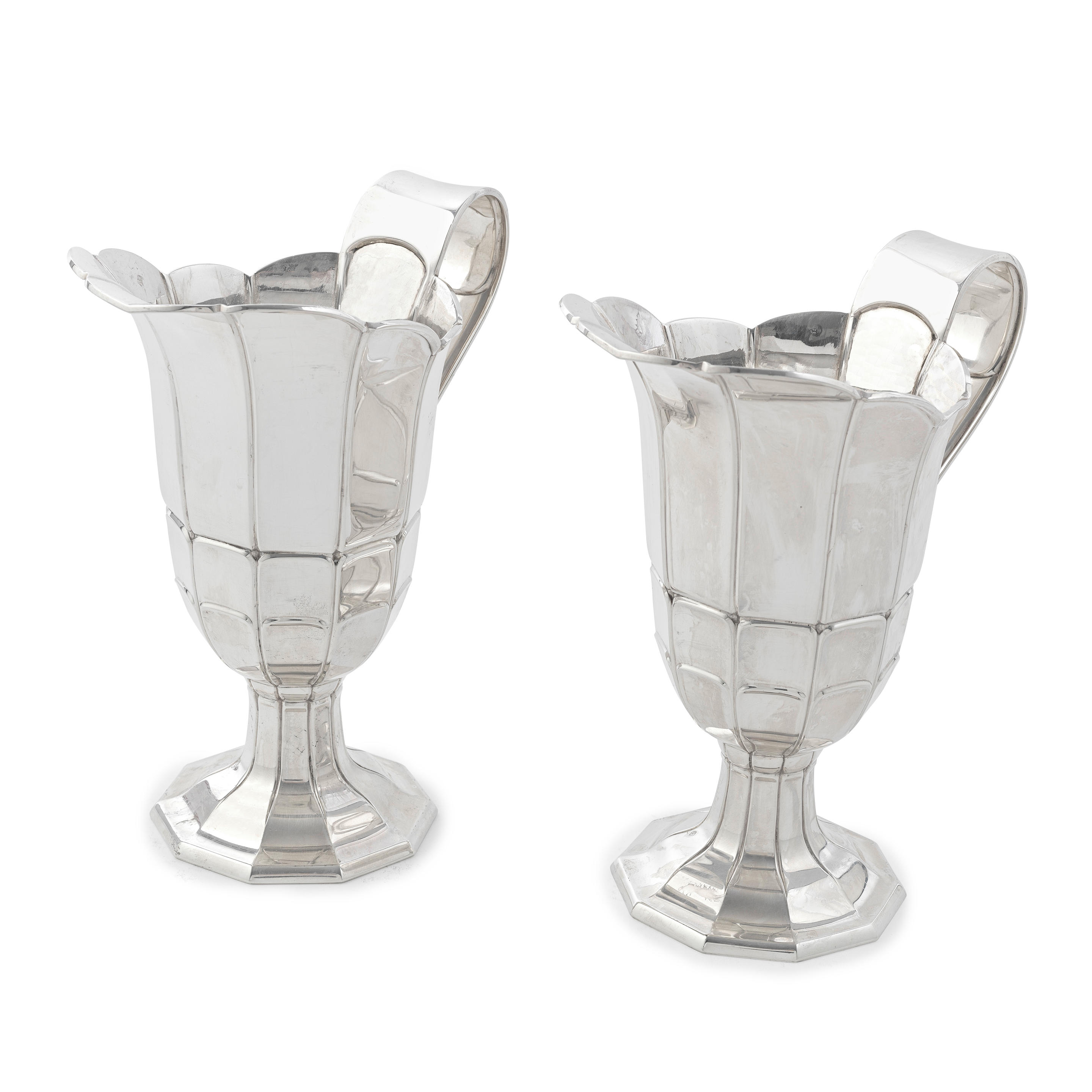 Appraisal: A PAIR OF FRENCH SILVER EWERS no maker's mark with