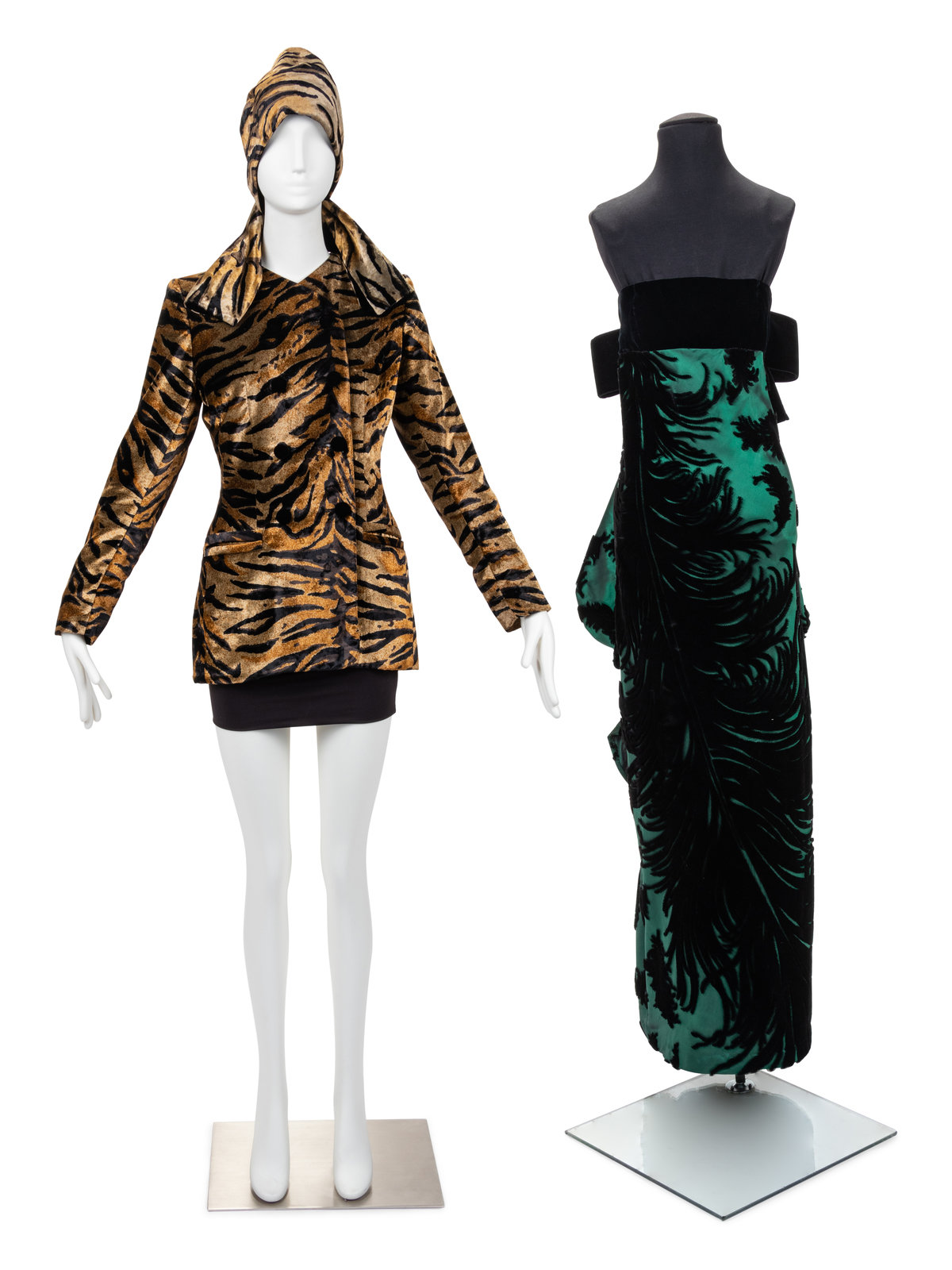 Appraisal: Two Designer Evening Items One Yves Saint Laurent Ensemble One