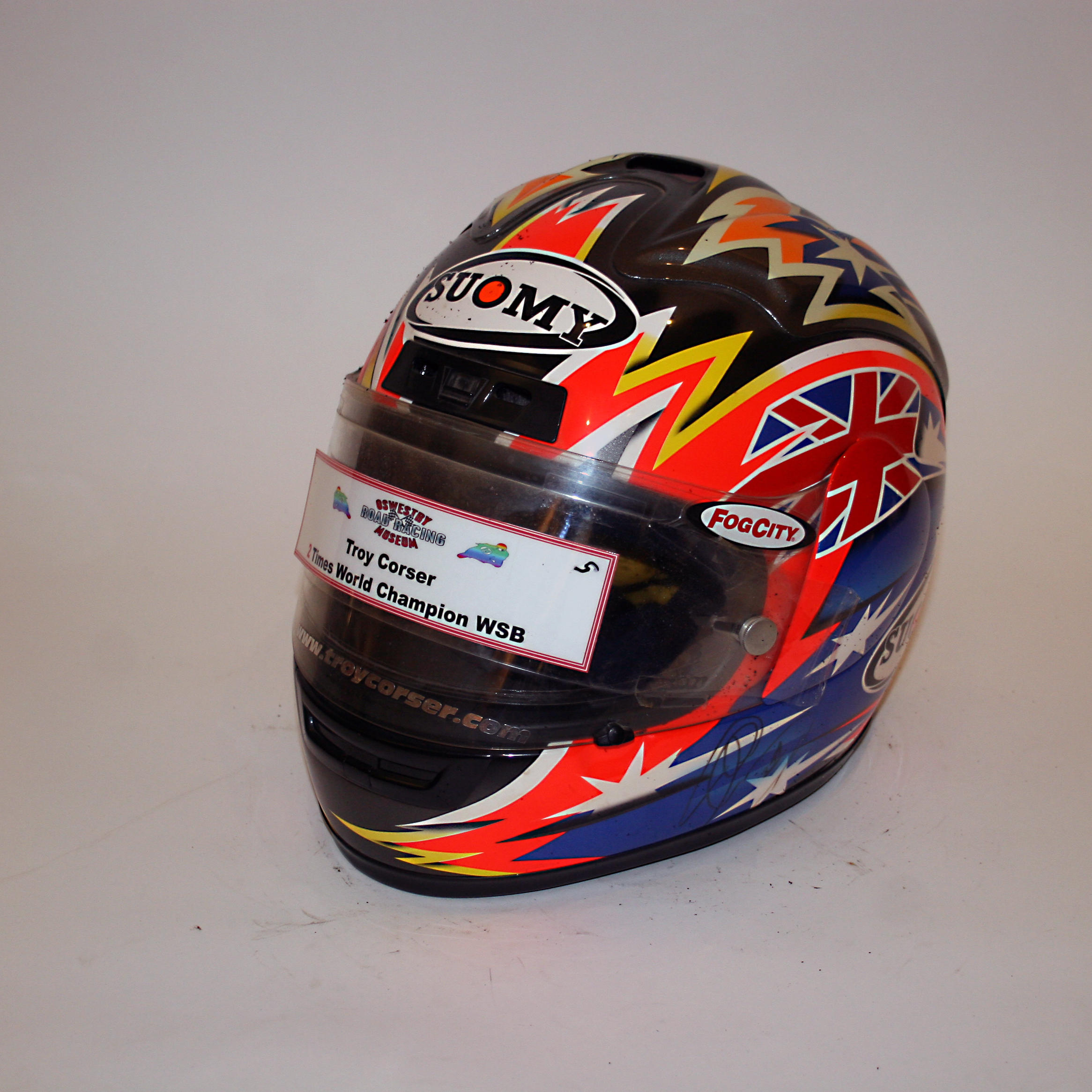 Appraisal: TROY CORSER A SIGNED FULL-FACE HELMET BY SUOMY used and