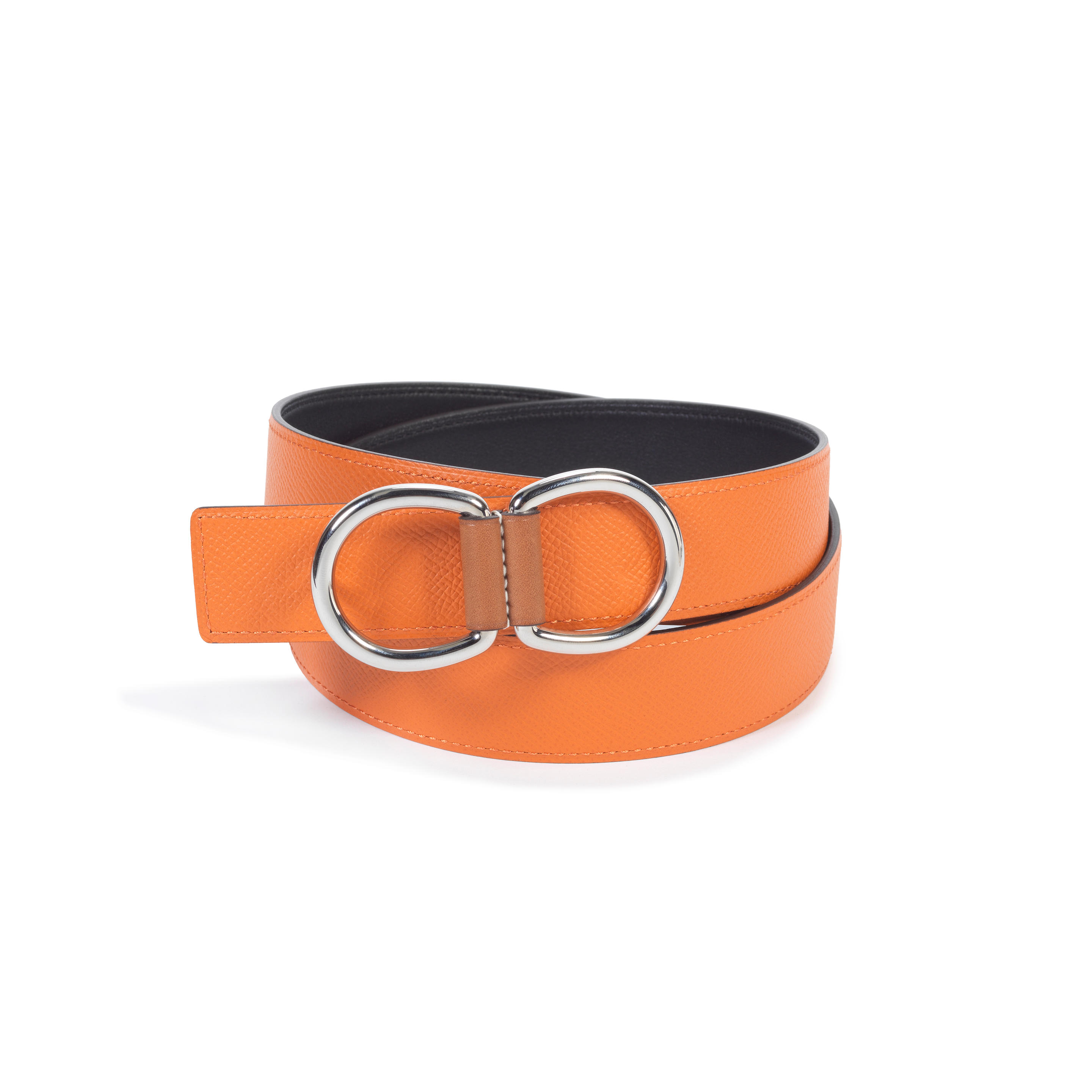 Appraisal: HERM S AN ORANGE H AND BLACK REVERSIBLE BELT Orange