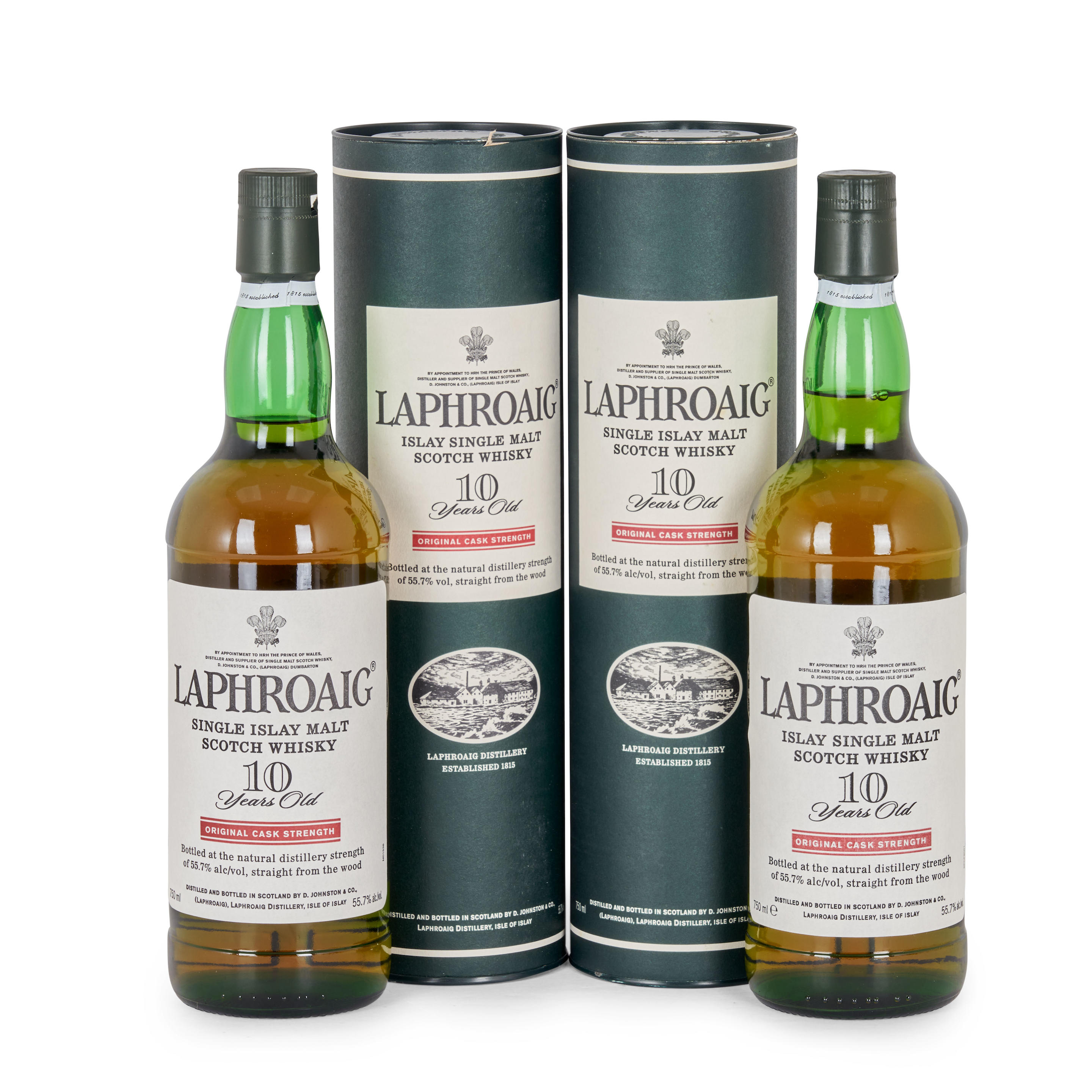 Appraisal: LAPHROAIG YEARS OLD CASK STRENGTH RED ML BOTTLES Laphroaig Years