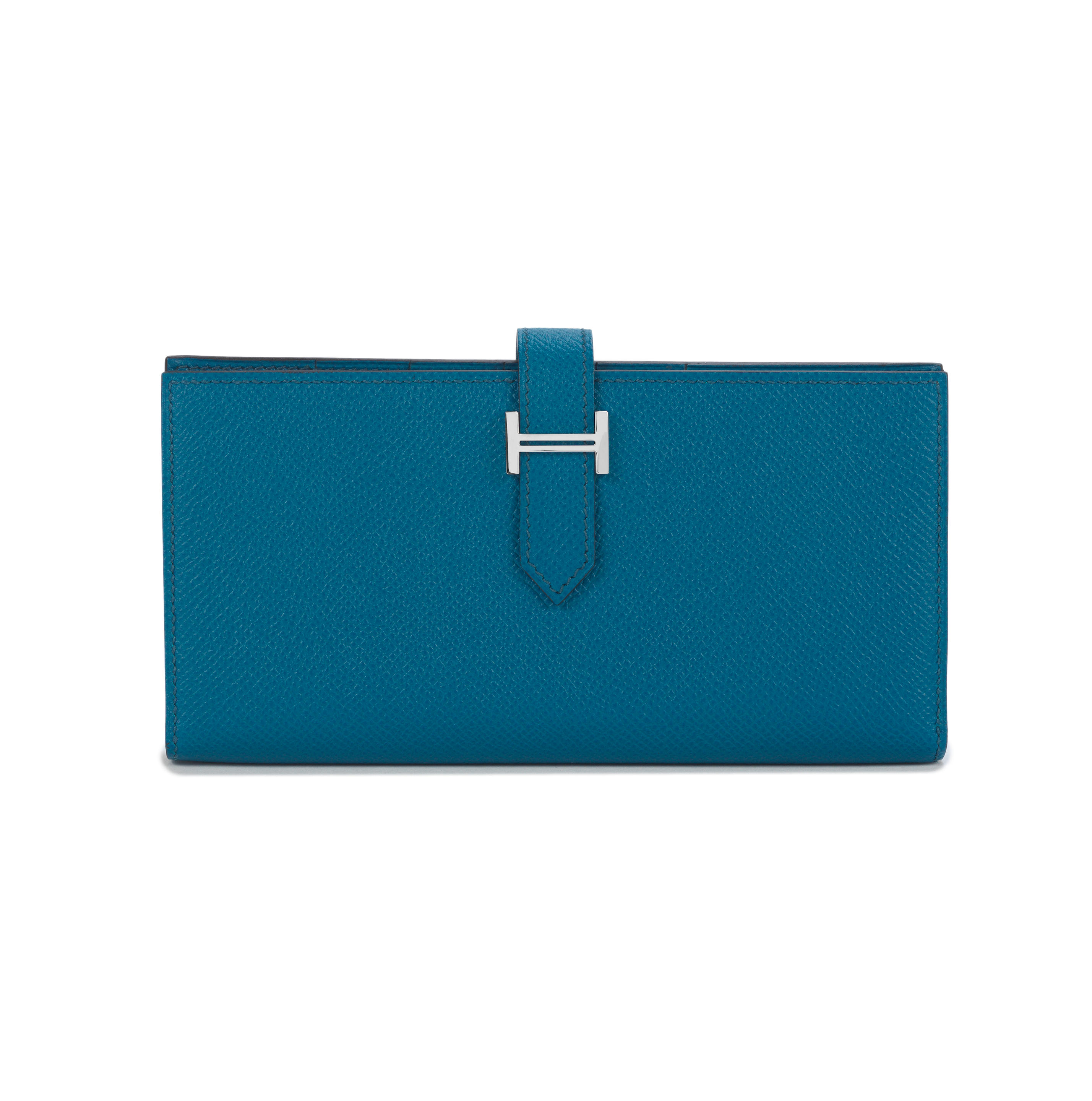 Appraisal: HERM S A BLEU IZMIR EPSOM LEATHER BEARN WALLET Palladium