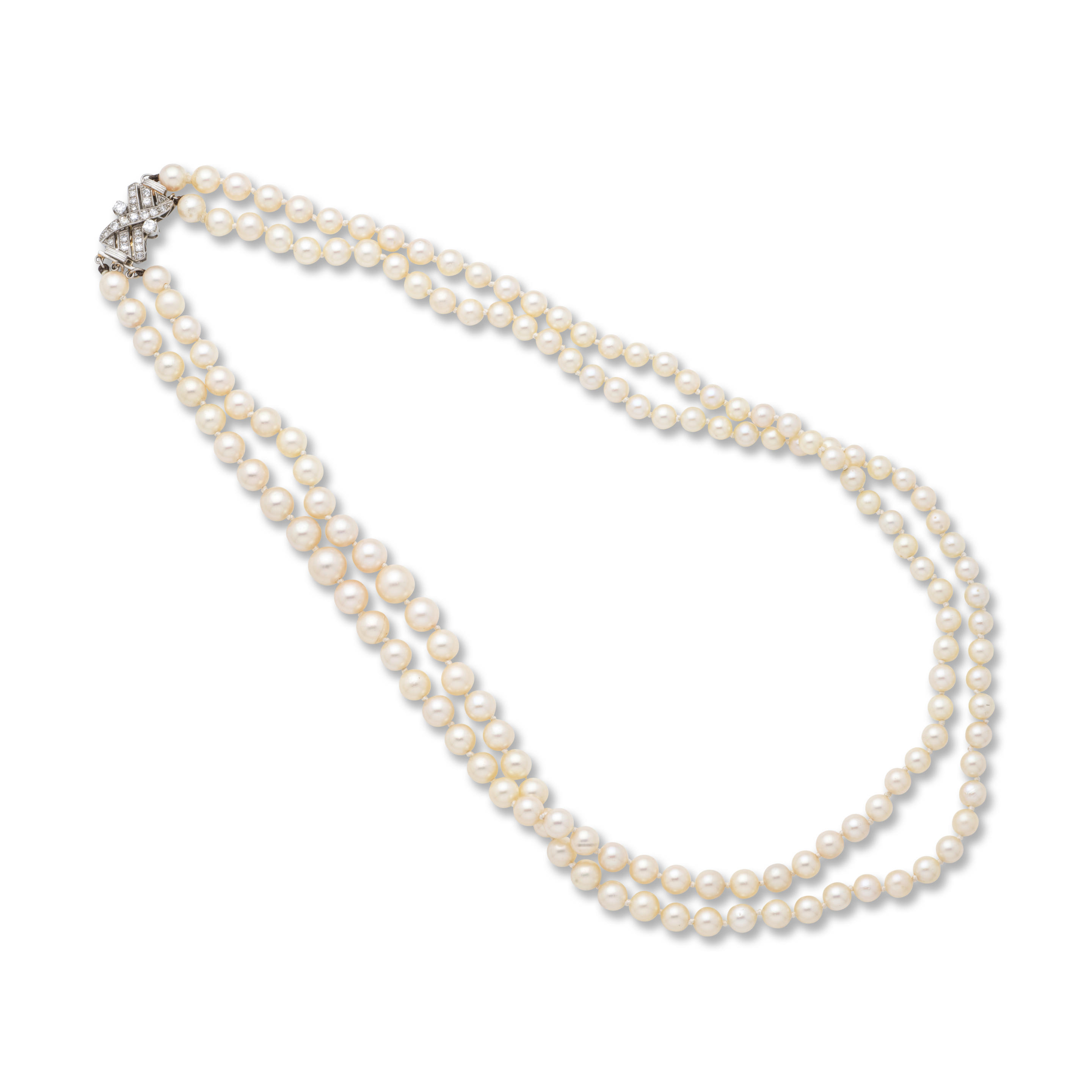 Appraisal: CULTURED PEARL AND DIAMOND NECKLACE COLLIER PERLES DE CULTURE ET