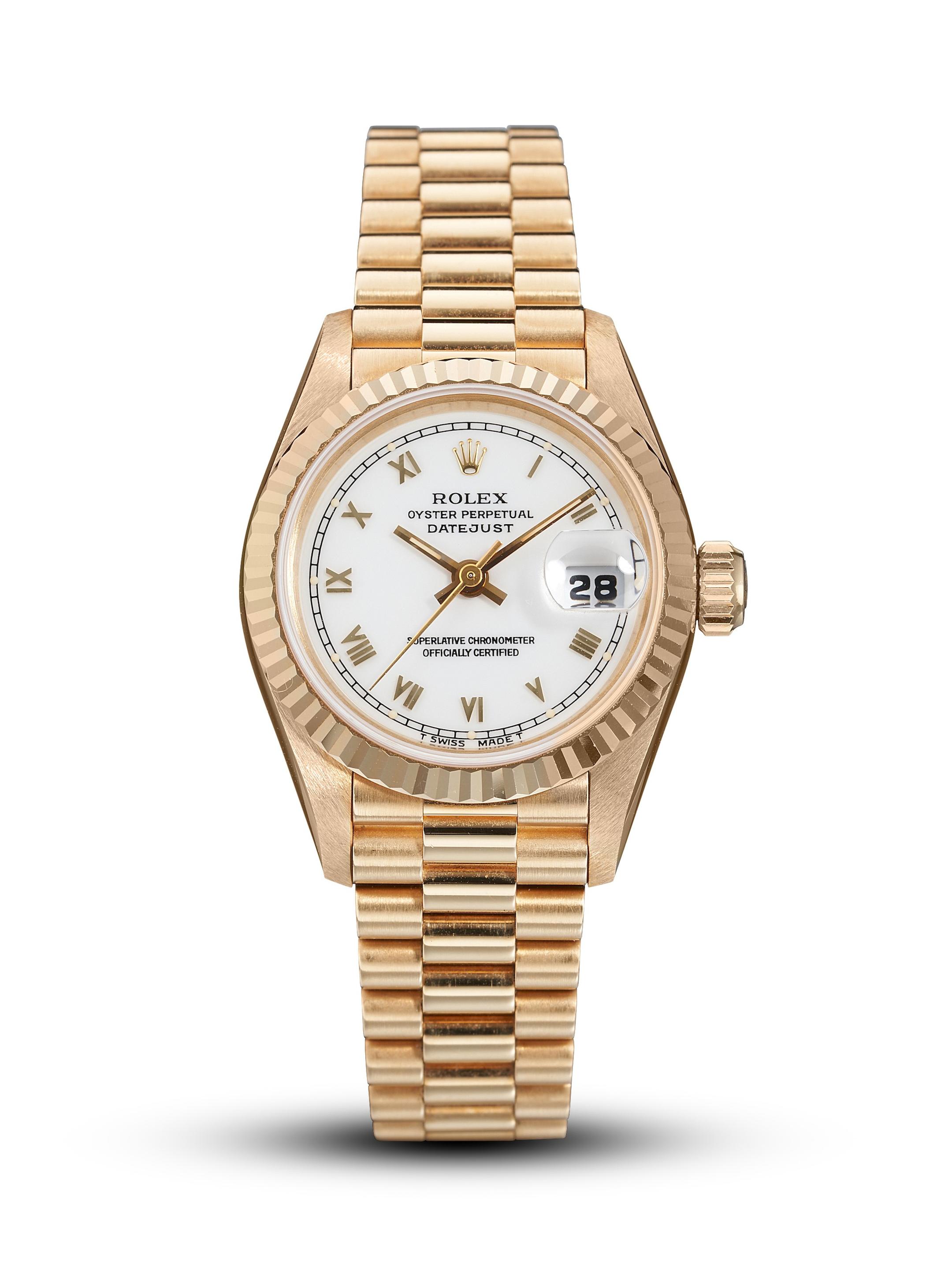 Appraisal: ROLEX DATEJUST REF A YELLOW GOLD BRACELET WATCH WITH DATE