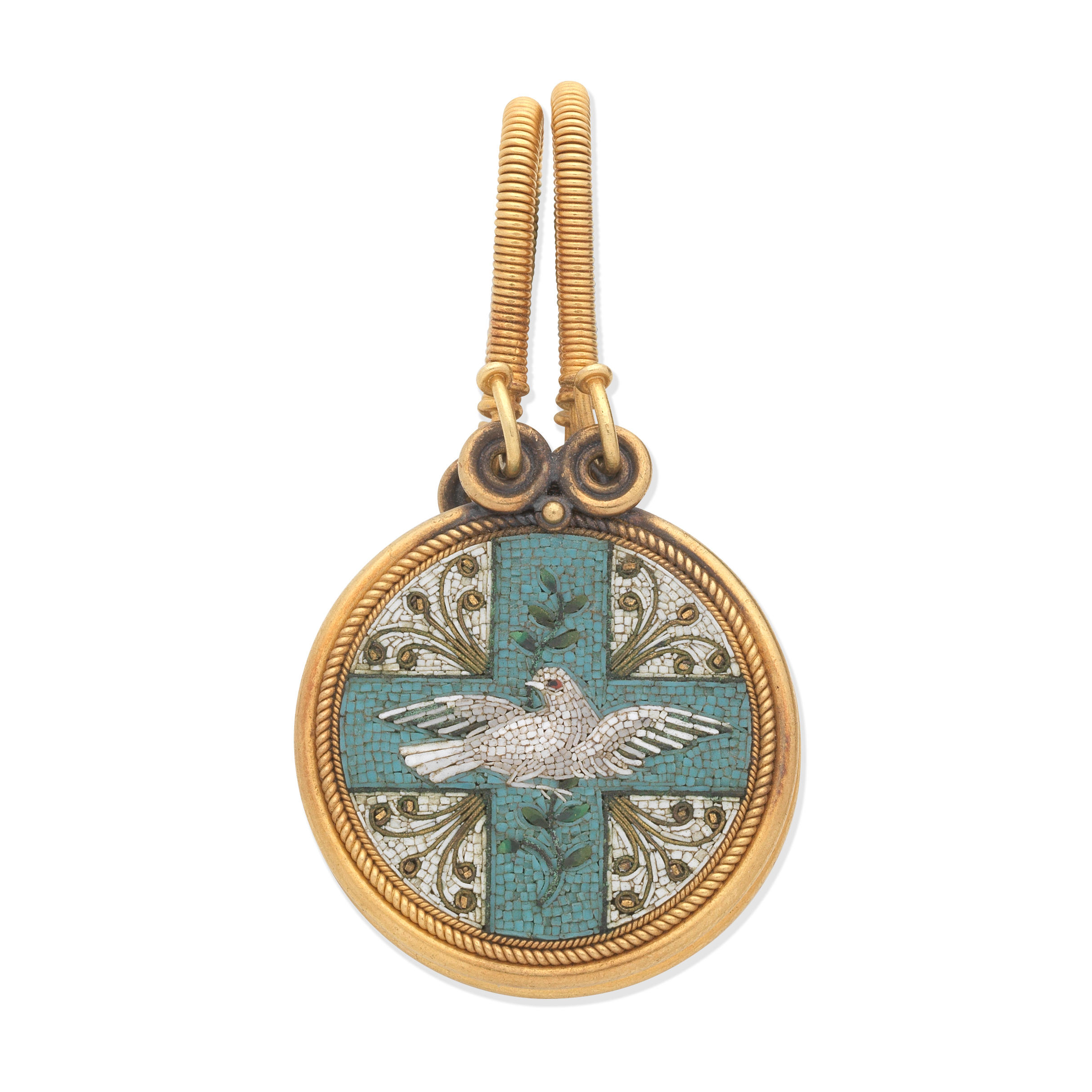 Appraisal: MICROMOSAIC PENDANT LOCKET CIRA The circular pendant with ropetwist decoration