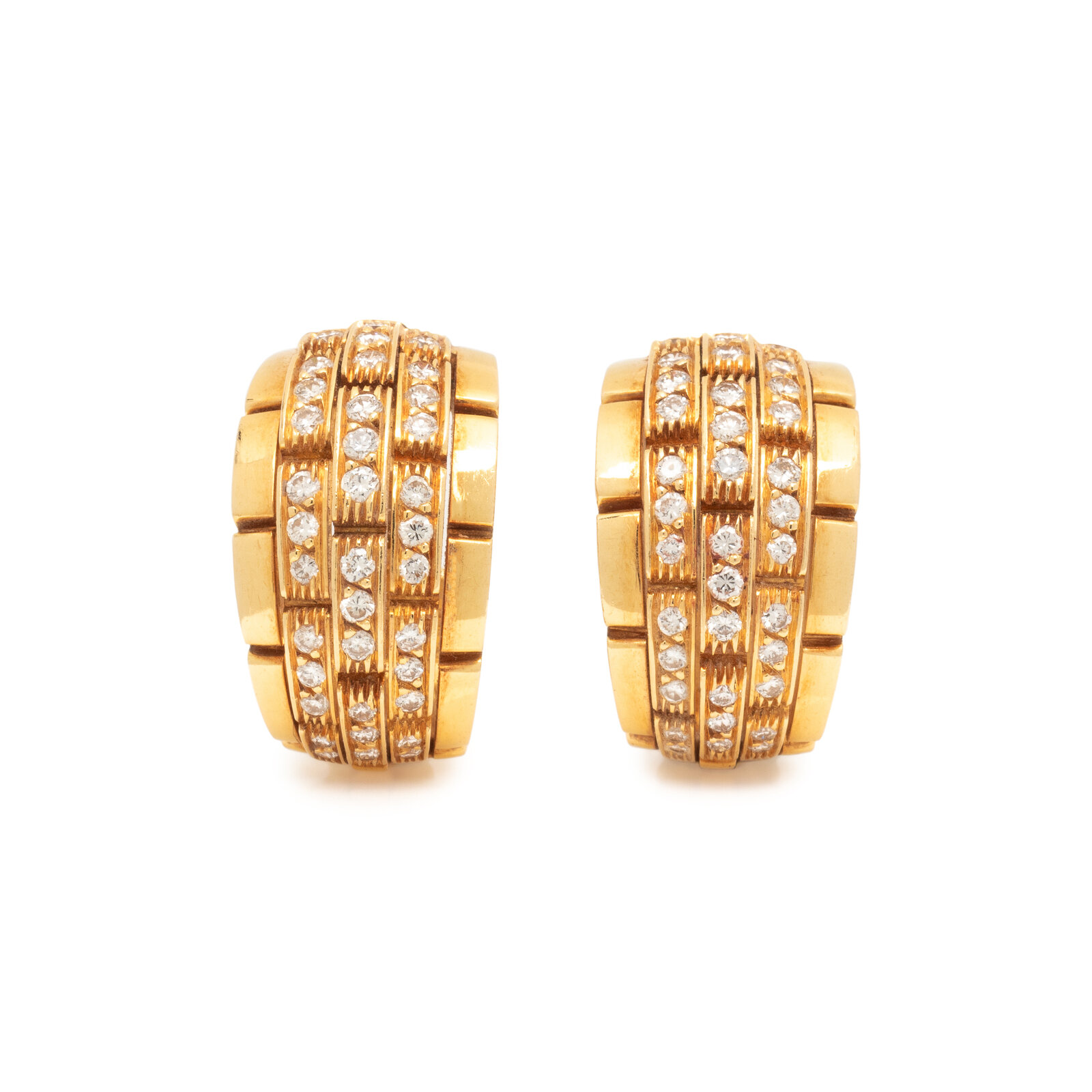 Appraisal: CARTIER YELLOW GOLD AND DIAMOND 'MAILLON PANTH RE' CLIP EARRINGS