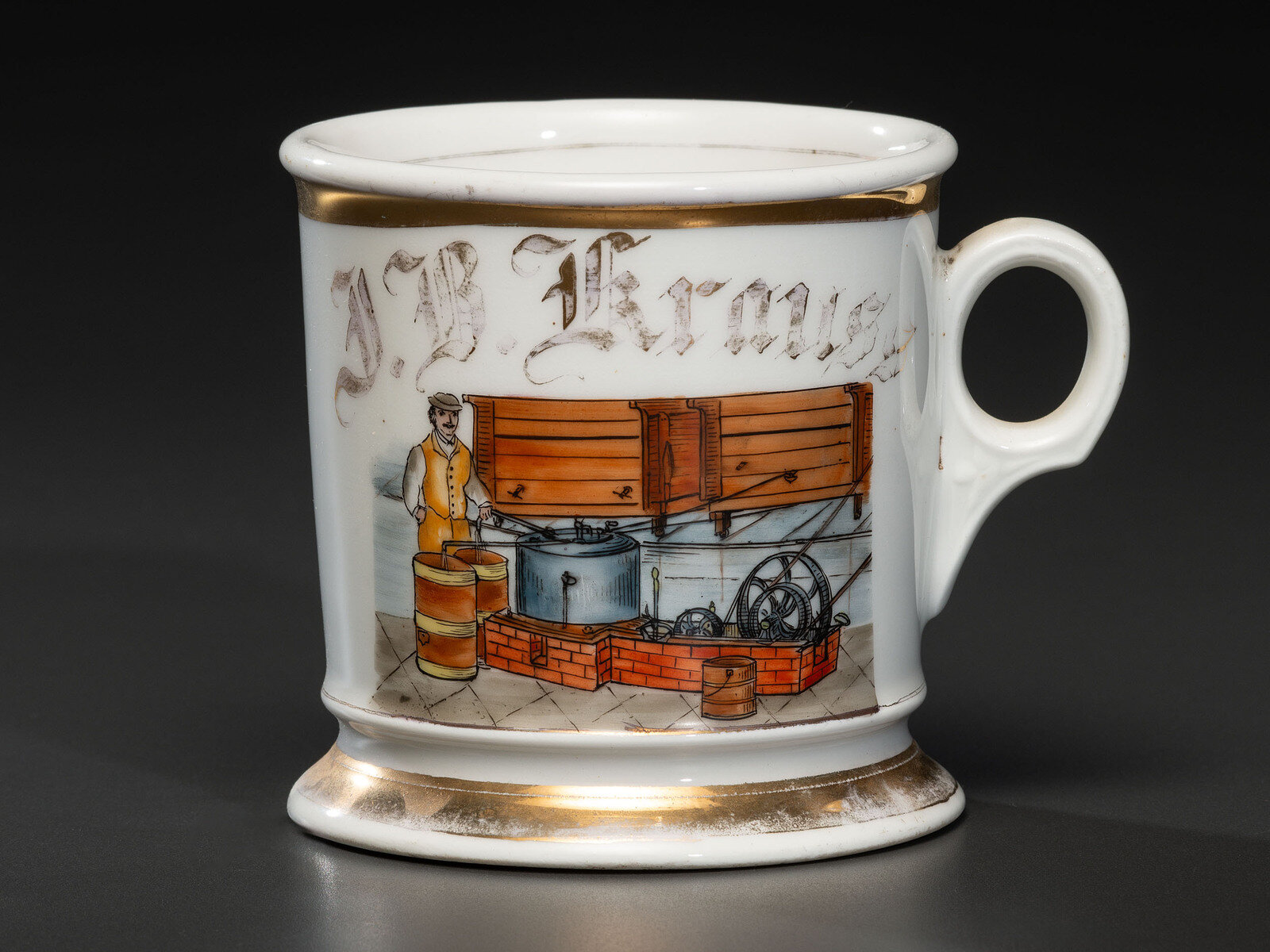 Appraisal: A Creamery Separator's Porcelain Occupational Shaving Mug Late th Early