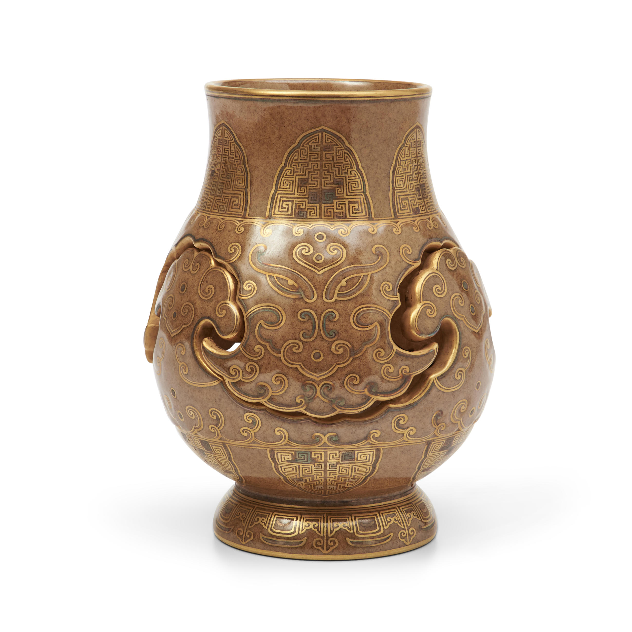 Appraisal: RETICULATED ARCHAISTIC TROMPE-L'OEIL VASE China Qianlong style pear-shaped with a