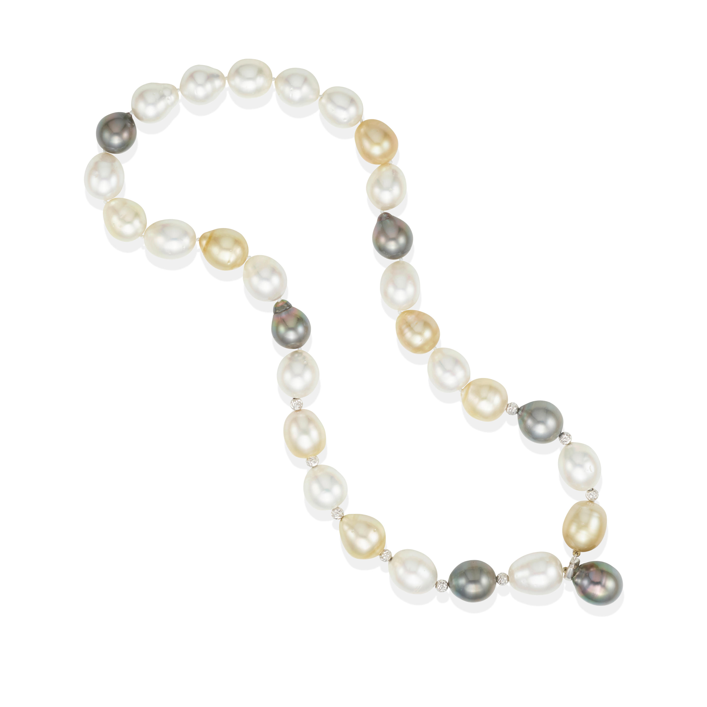 Appraisal: A WHITE GOLD AND CULTURED PEARL NECKLACE Cultured pearls estimated