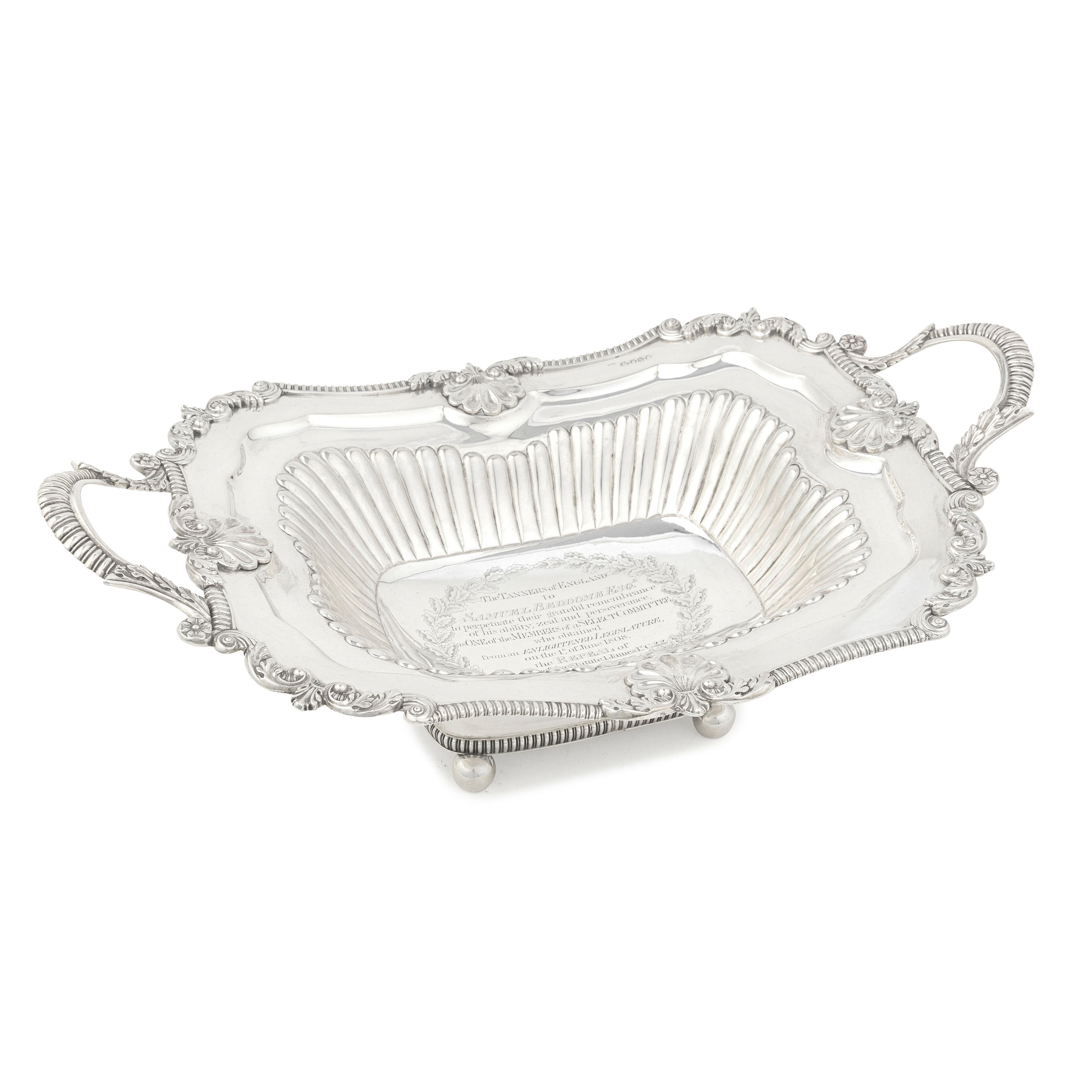 Appraisal: A GEORGE III SILVER TWO-HANDLED BASKET probably by Solomon Hougham