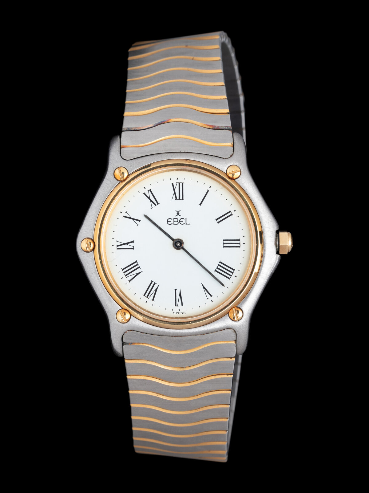 Appraisal: EBEL STAINLESS STEEL AND YELLOW GOLD 'CLASSIC WAVE' WATCH Maker