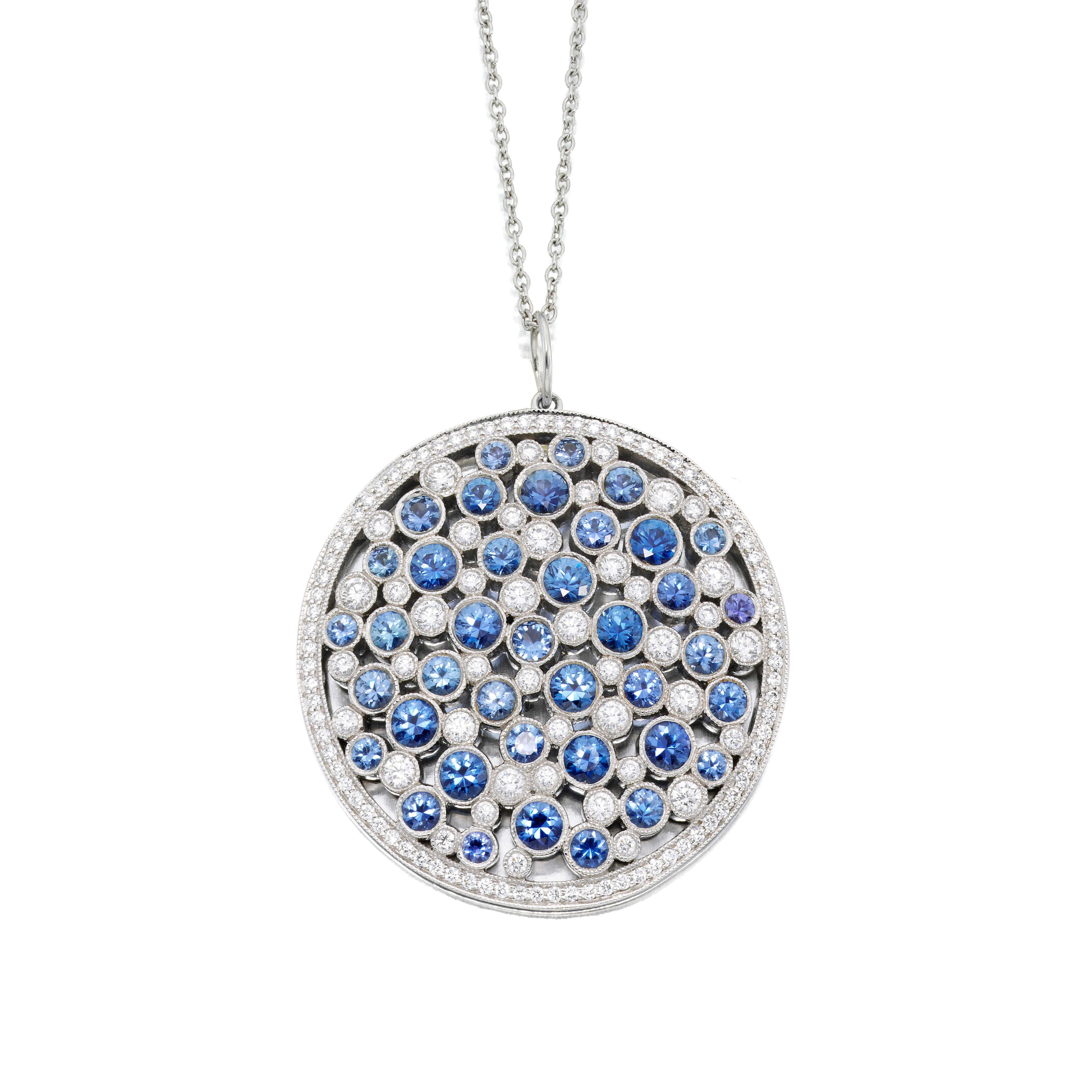 Appraisal: TIFFANY CO A DIAMOND AND SAPPHIRE 'COBBLESTONE' PENDANT NECKLACE Designed