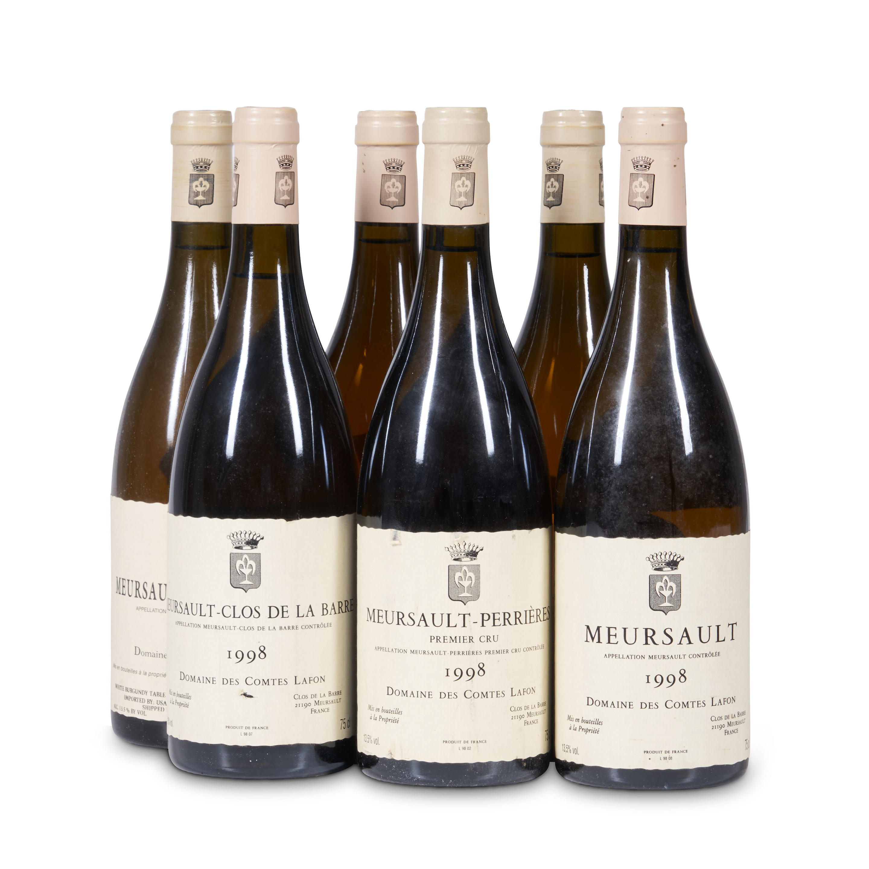 Appraisal: MIXED COMTES LAFON MEURSAULT BOTTLES Mixed Comtes Lafon Meursault Cote