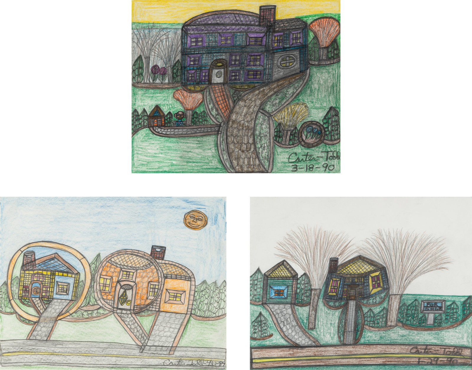 Appraisal: Carter Todd American - Three Works - colored pencil and