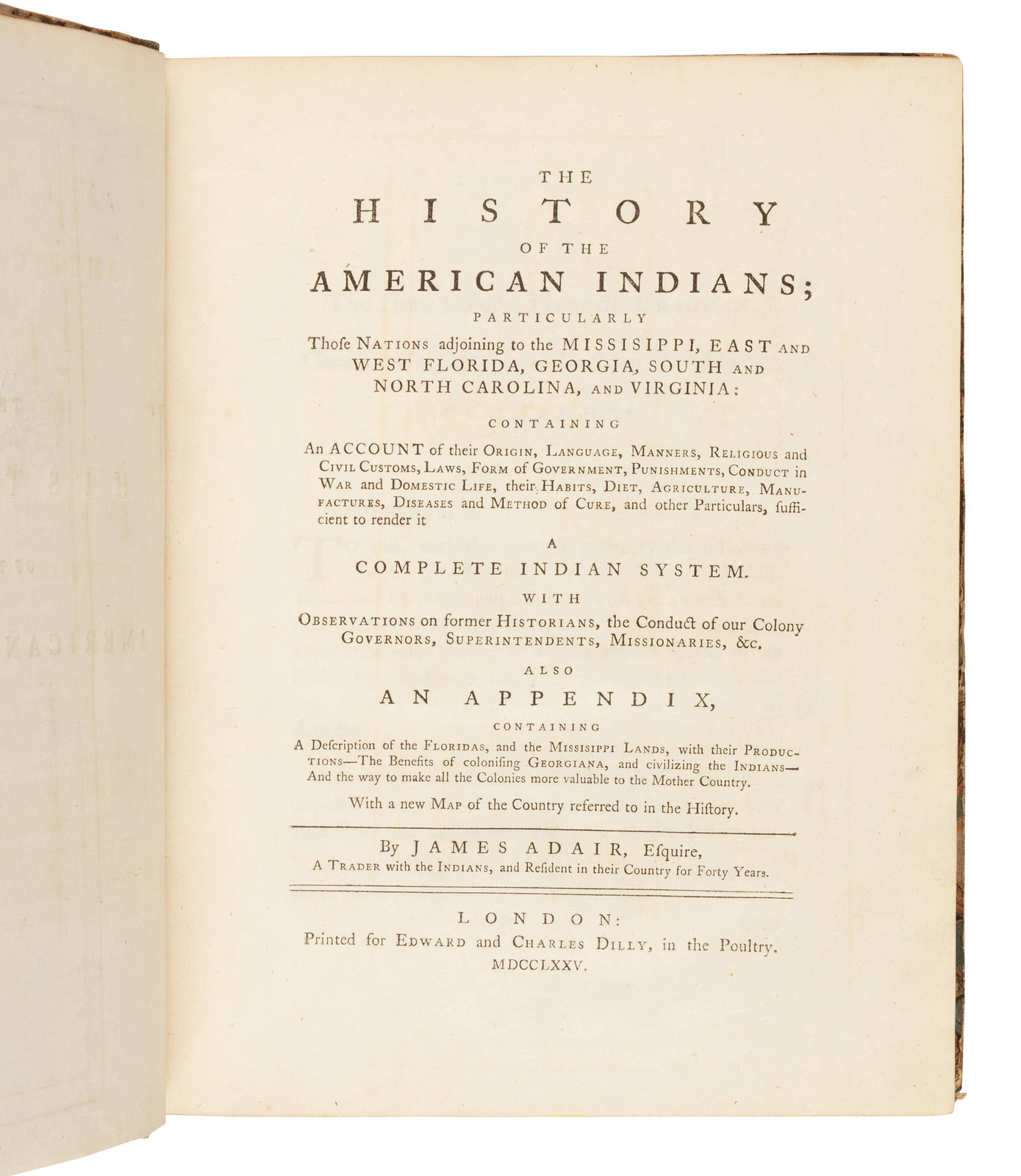 Appraisal: ADAIR James - The History of the American Indians particularly