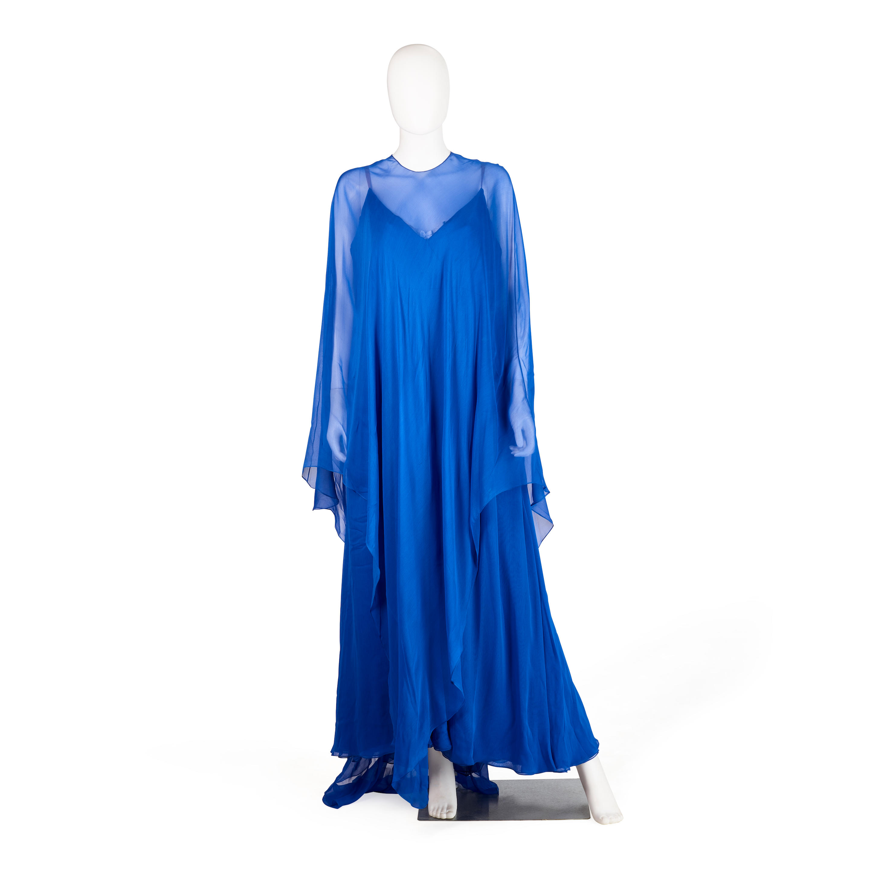 Appraisal: A ROYAL BLUE CHIFFON GOWN WORN BY OLIVIA DE HAVILLAND