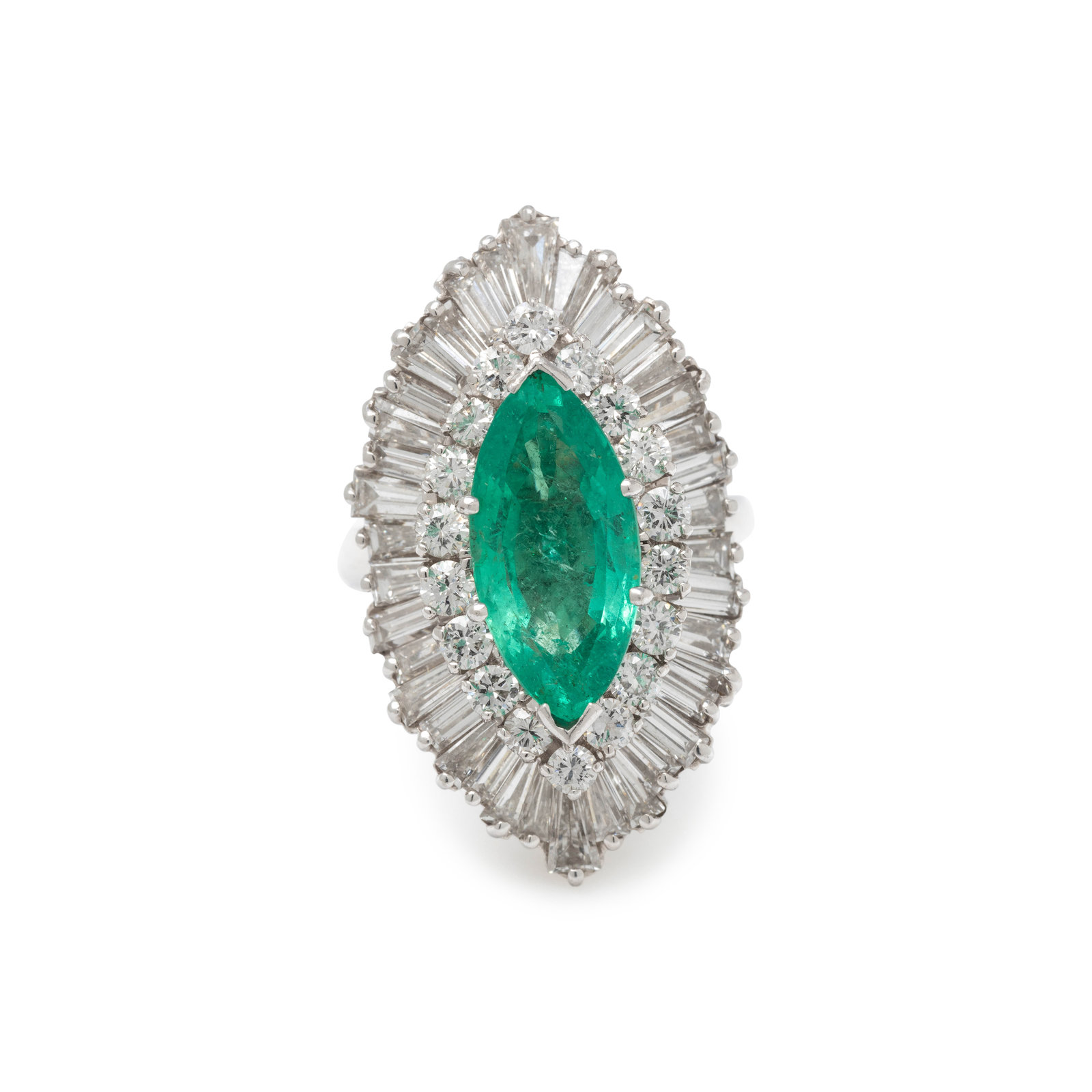 Appraisal: CONVERTIBLE EMERALD AND DIAMOND RING PENDANT Containing one marquise cut