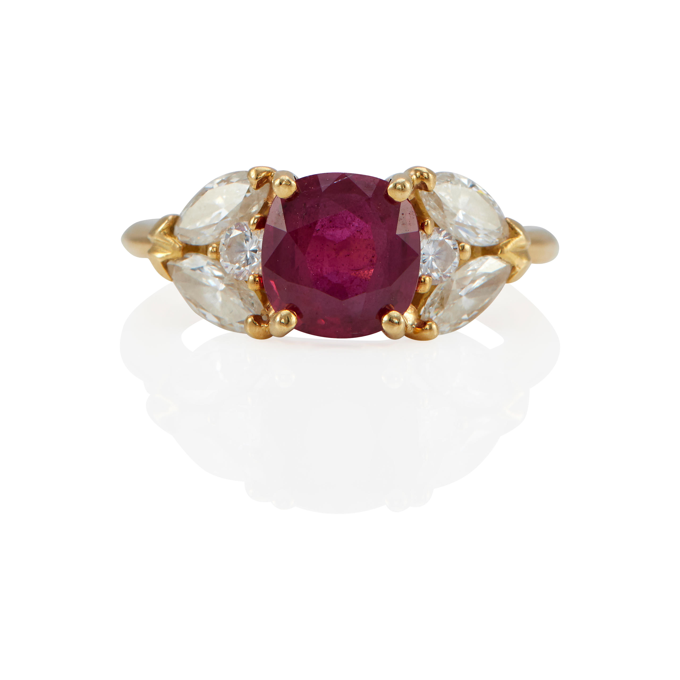 Appraisal: AN K GOLD RUBY AND DIAMOND RING k yellow gold