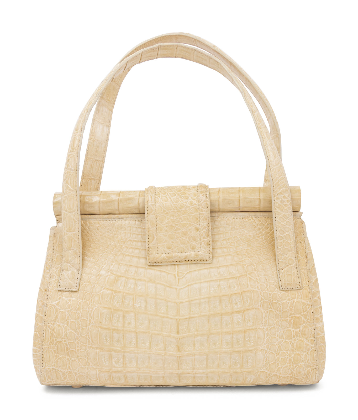 Appraisal: Nancy Gonzalez White Crocodile Frame Bag s Cream crocodile frame