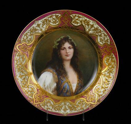 Appraisal: DRESDEN PORCELAIN HAND-PAINTED PORTRAIT PLATE NORMA Showing a bust-length view