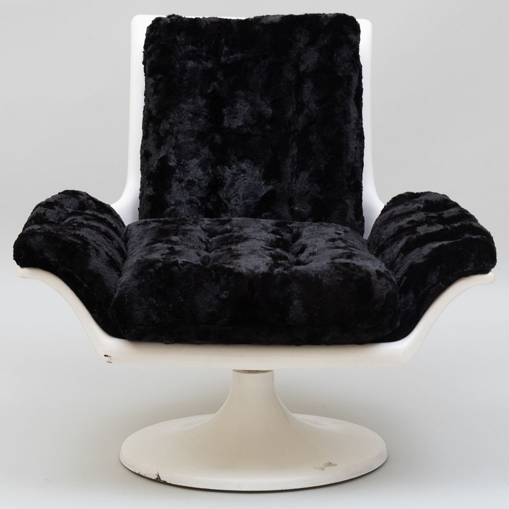 Appraisal: Vintage White Resin Chair Upholstered in Faux Fur x x