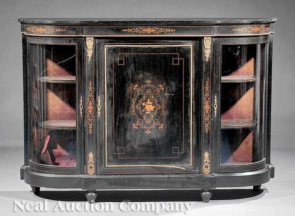 Appraisal: An English Inlaid Rose-wood and Gilt Bronze-Mounted Demilune Parlour Cabinet