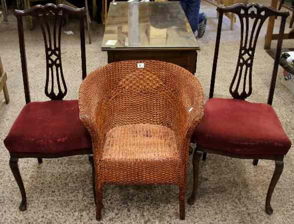 Appraisal: A Lloyd Loom Chair and a pair of Queen Ann