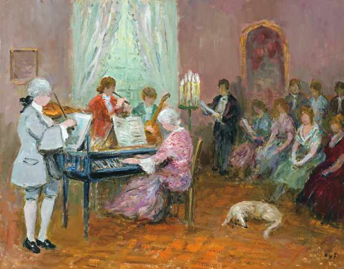 Appraisal: MARCEL DYF French - ''Concert au Chateau'' oil on canvas