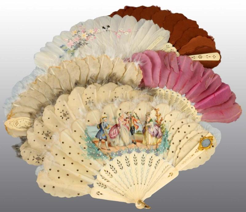 Appraisal: Lot of Vintage Silk Feather Fans Description Circa One with