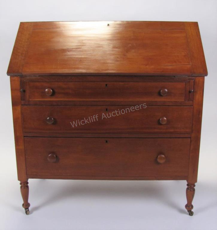 Appraisal: A period-style desk secretary fitted interior slant top lowers to