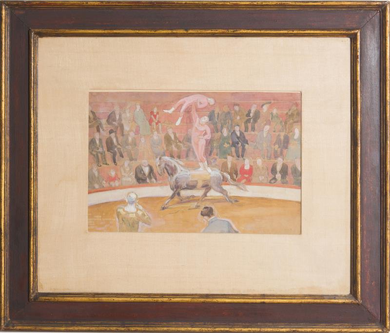 Appraisal: TH CENTURY SCHOOL CIRCUS RING Watercolor gouache and pencil on