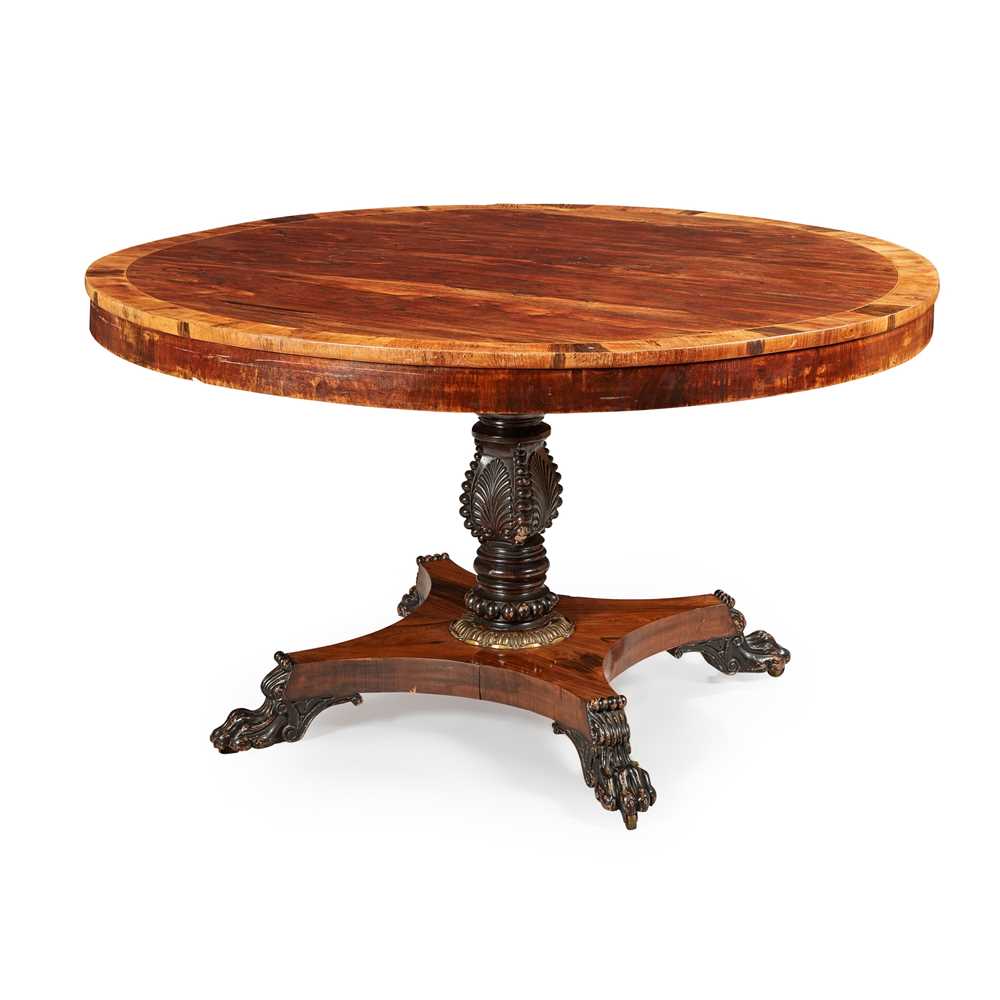 Appraisal: Y A REGENCY ROSEWOOD EBONISED AND SIMULATED ROSEWOOD BREAKFAST TABLE