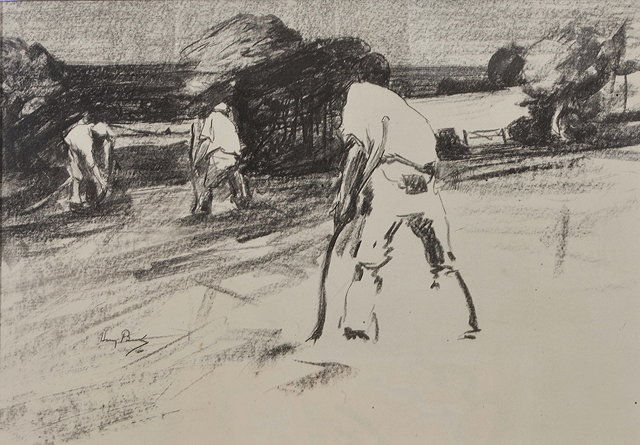 Appraisal: Harry Becker British - Scything in the fieldlithograph cm x