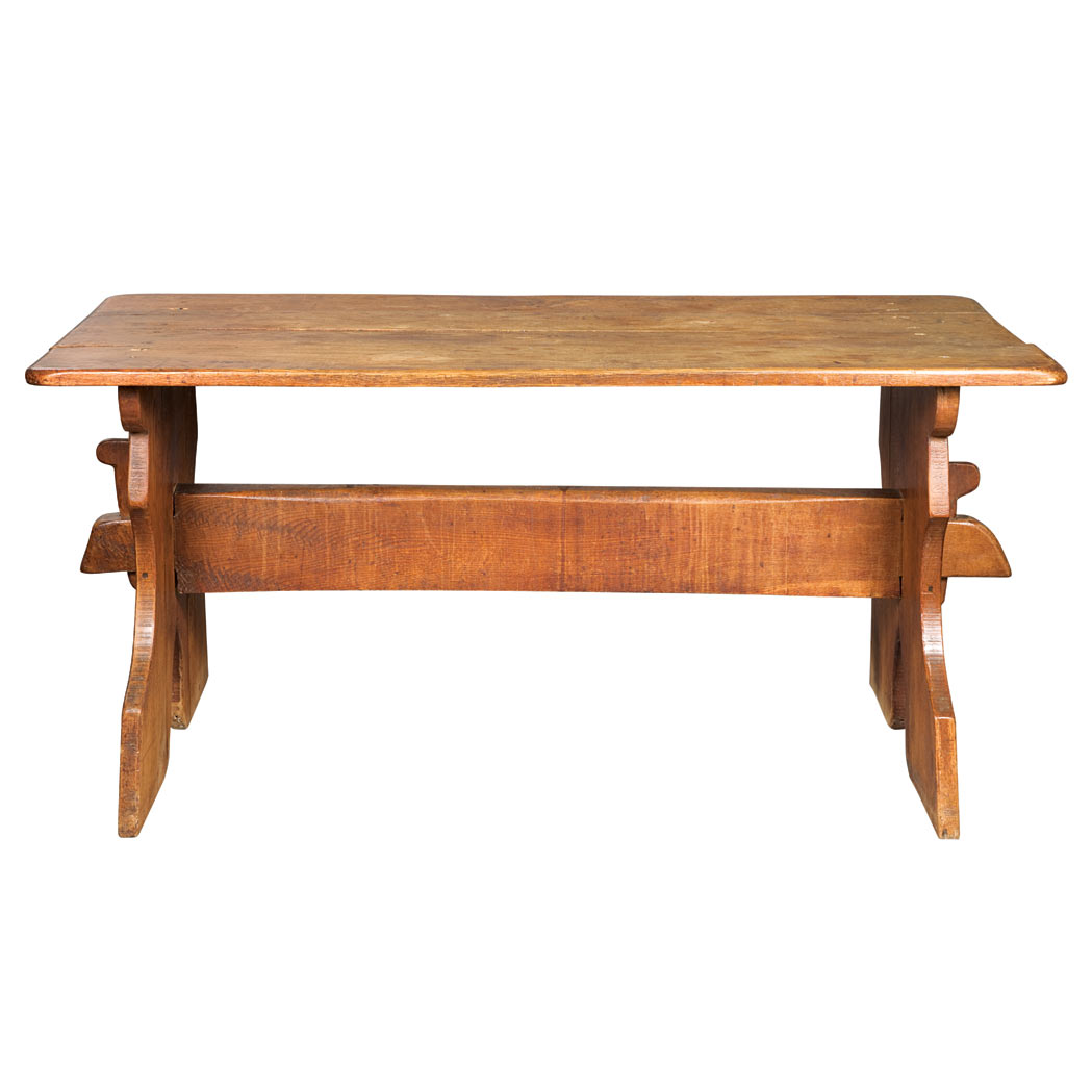 Appraisal: Provincial Oak Trestle Table Height inches width inches depth inches