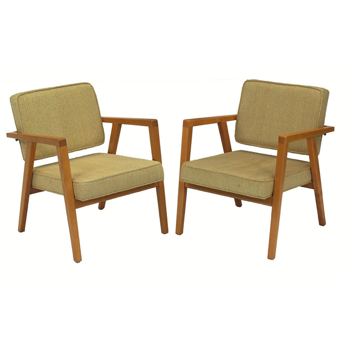 Appraisal: Early Franco Albini armchairs pair by Knoll s solid birch